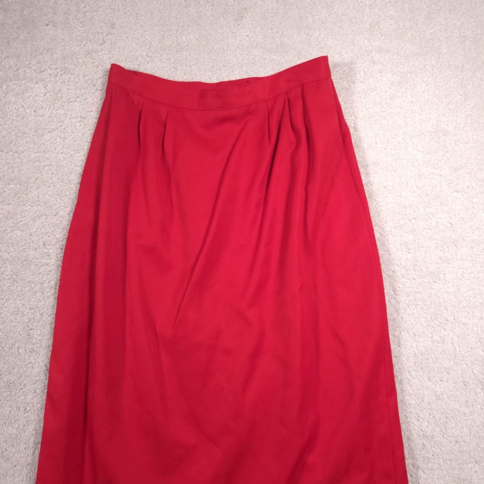 Worthington Worthington Skirt Womens 10 Red Pleated Lined Midi Pockets Slit Work Size 32" / US 10 / IT 46 - 3 Thumbnail