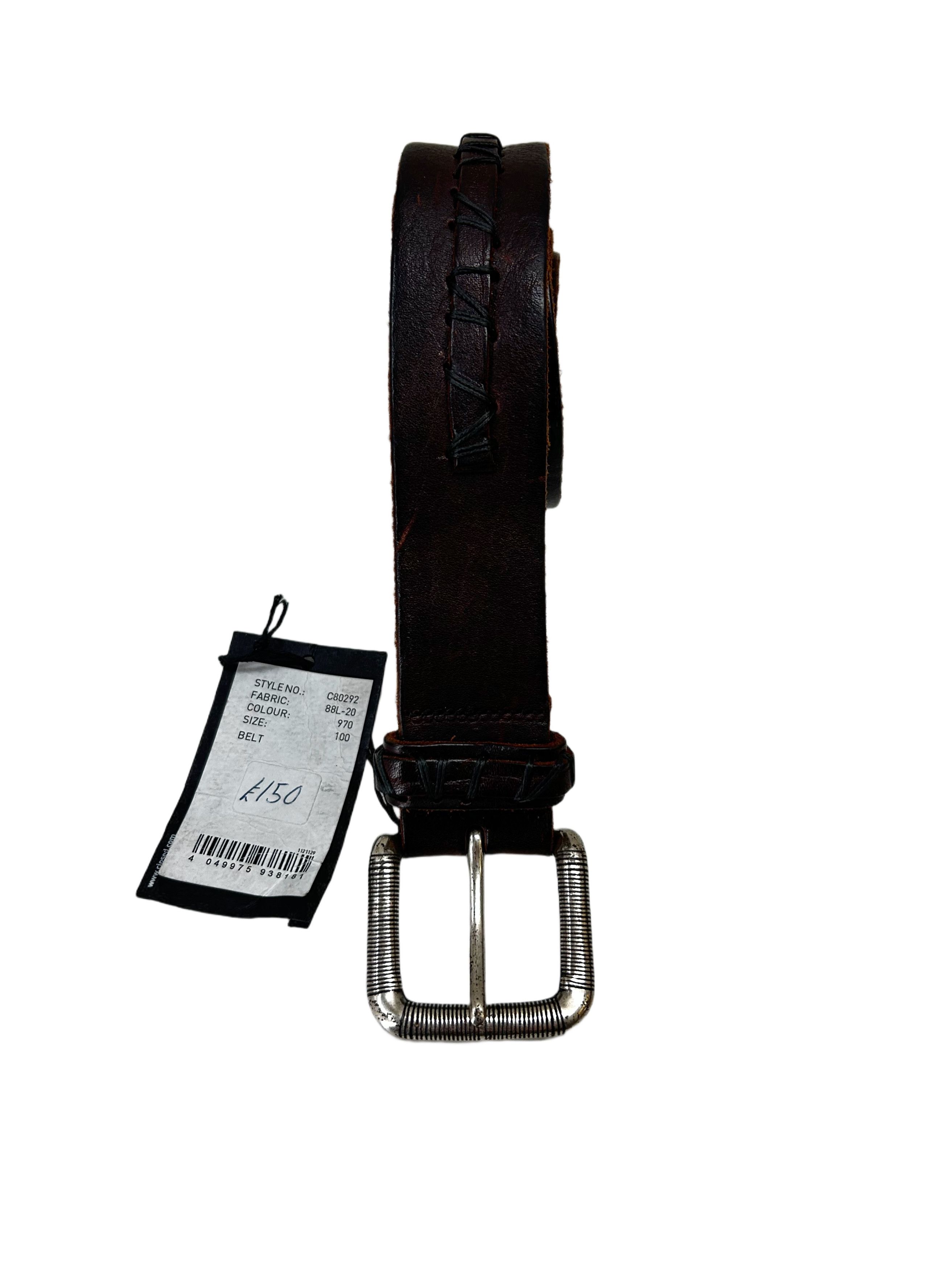 CLOSED Closed Brown Leather Belt with Leather tab Details Size 34 - 2 Thumbnail