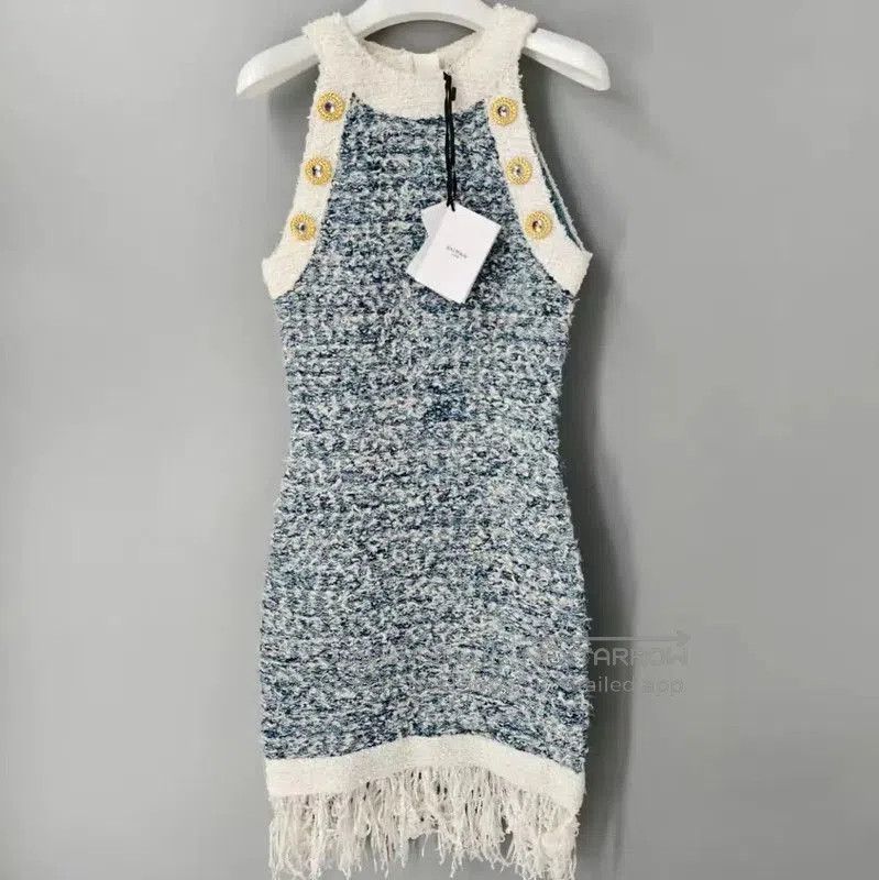 Balmain Balmain Blue Women's Dress with Buttons . Size M / US 6-8 / IT 42-44 - 1 Thumbnail