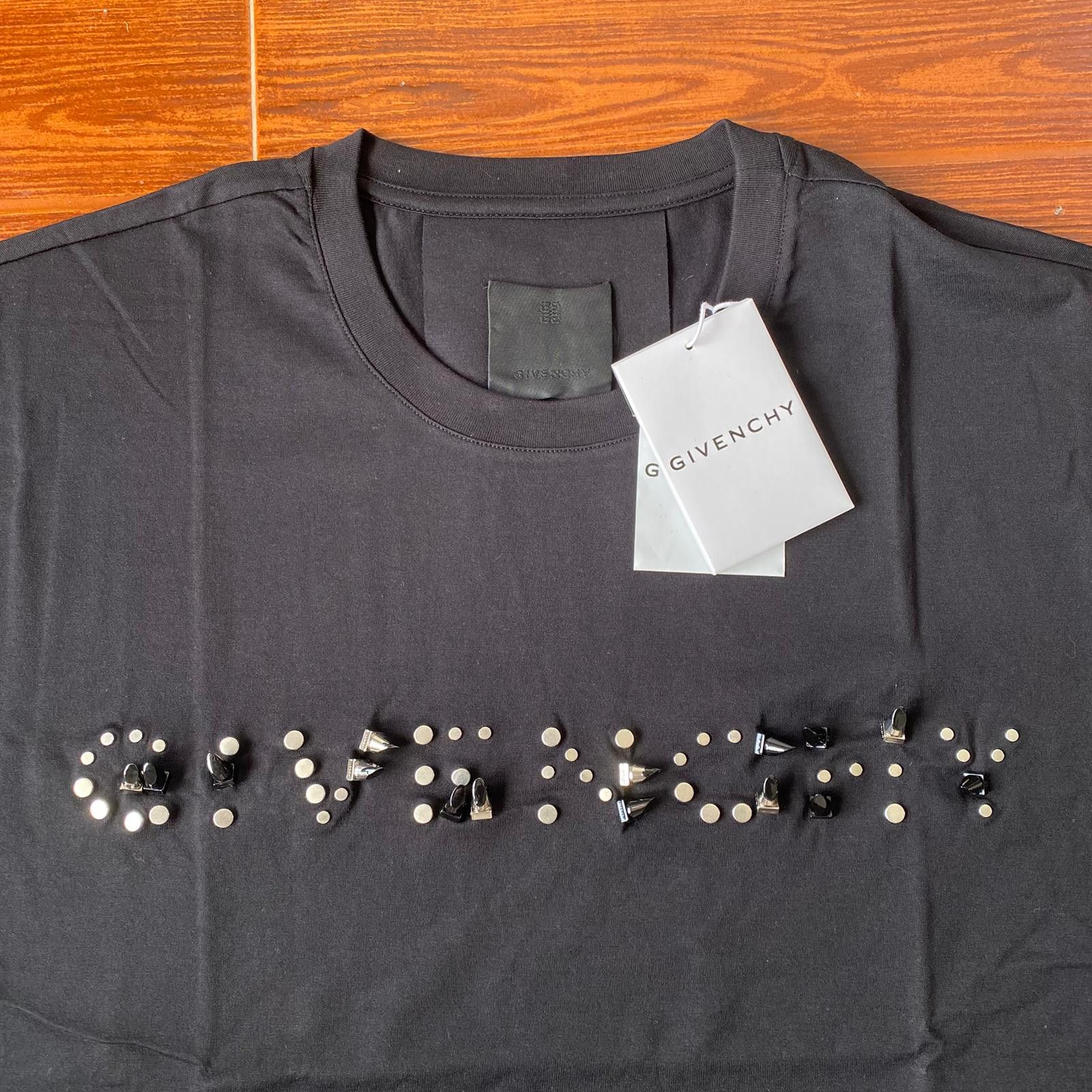 Givenchy Black Stud Embellished Logo Oversized T-Shirt Size M / US 6-8 / IT 42-44 - 4 Thumbnail