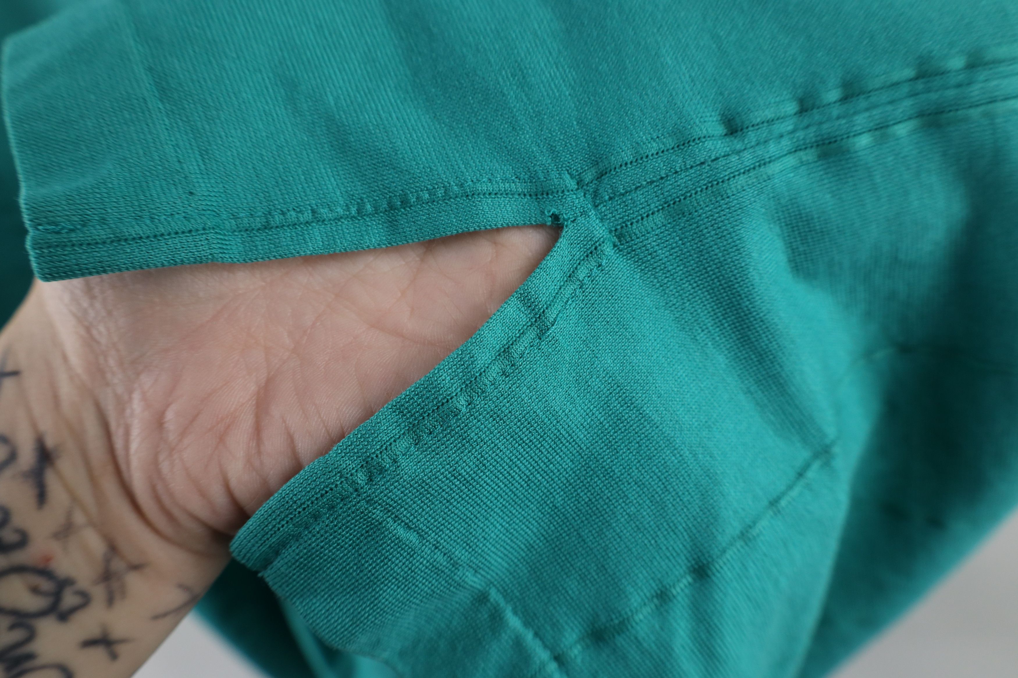 Vintage Vintage 90s Streetwear Striped Knit Collared Polo Shirt Teal Size US L / EU 52-54 / 3 - 9 Thumbnail