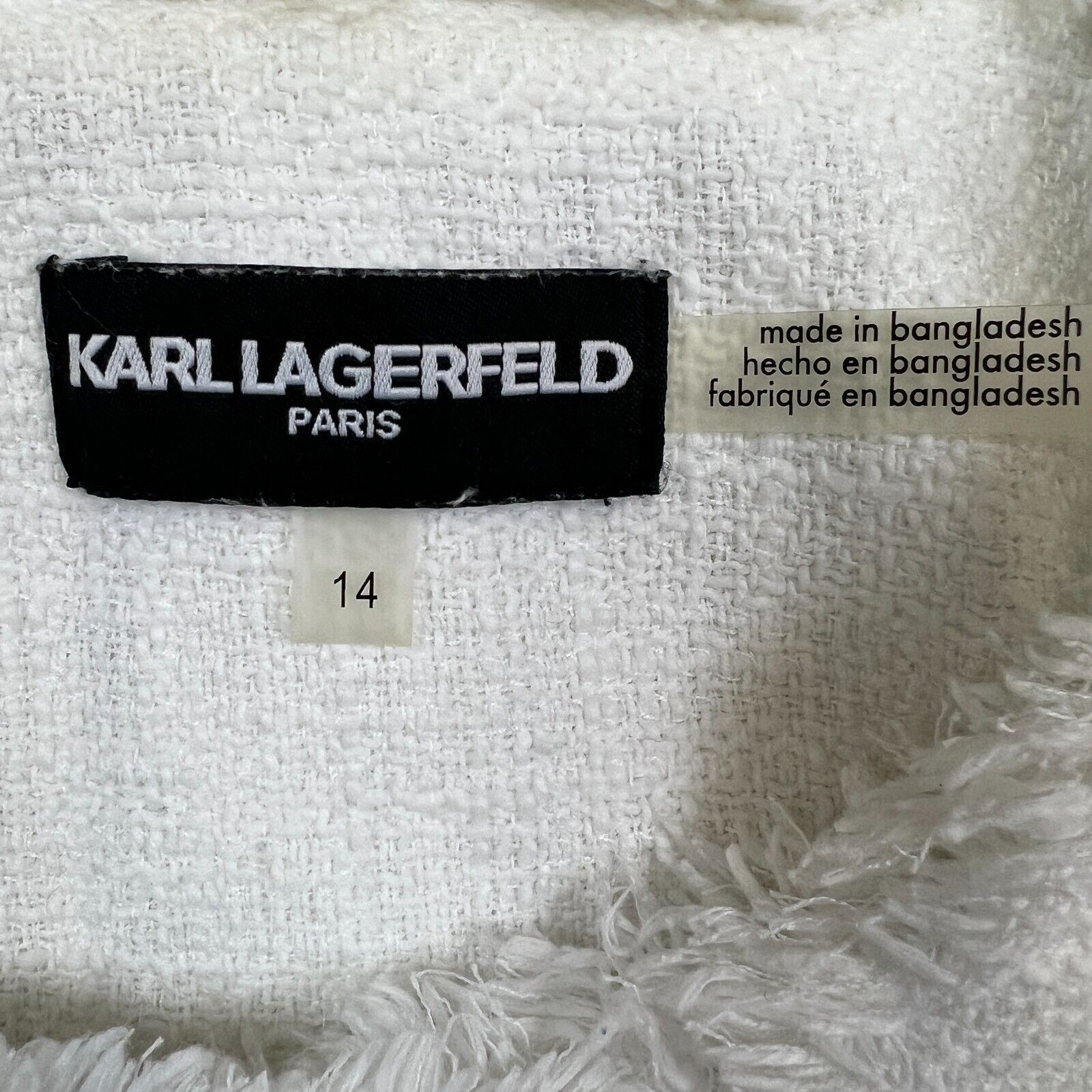 Karl Lagerfeld Karl Lagerfeld Paris Jacket sz 14 Fringed Tweed Zip Coat Size XL / US 12-14 / IT 48-50 - 8 Thumbnail