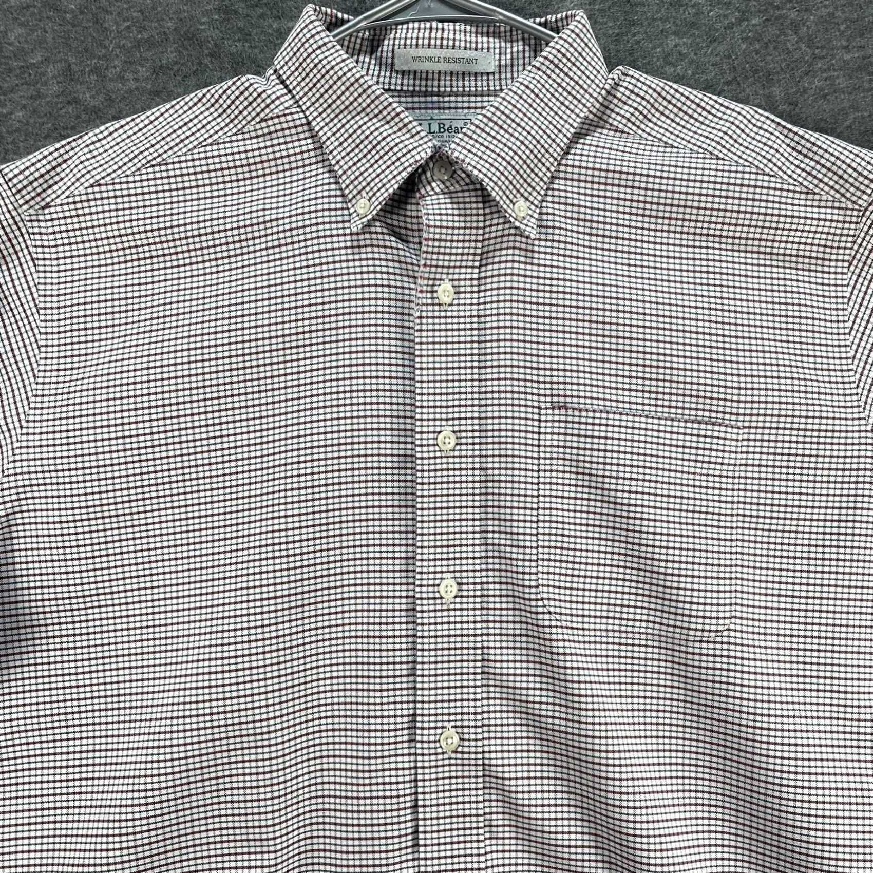 Vintage L.L.Bean Shirt Mens XL Red Plaid Button-Down Long Sleeve Wrinkle Resistant Check Cotton Size US XL / EU 56 / 4 - 2 Thumbnail