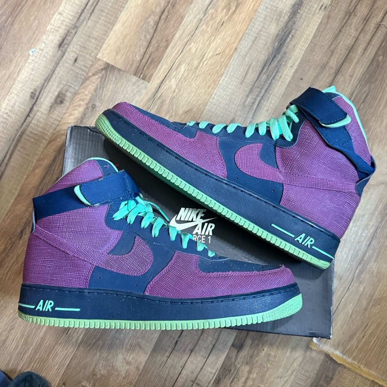 Nike 2013 Nike Air Force 1 High Brave Blue Cherrywood Size US 11 / EU 44 - 1 Thumbnail