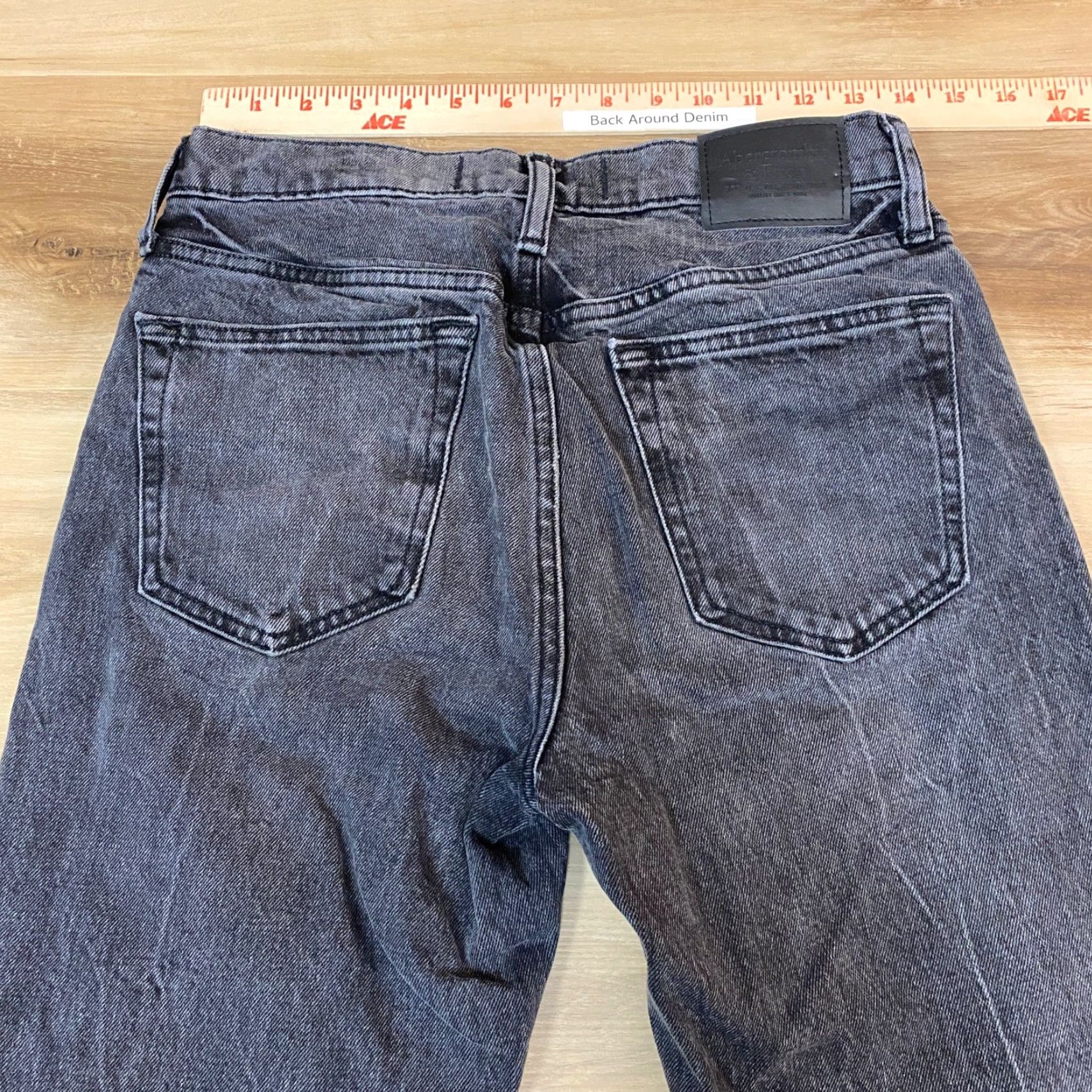 Abercrombie & Fitch Abercrombie & Fitch Jeans Mens 29x30 Slim Straight Black Frayed Hem Denim Cotton Blend Vintage Style Pants Size US 29 - 7 Thumbnail