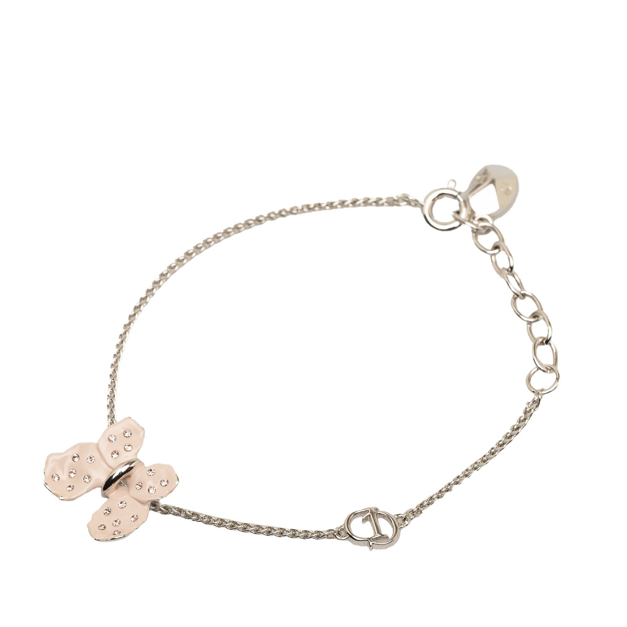 image of Dior Butterfly Rhinestone Bracelet Costume Bracelet in Silver, Women's