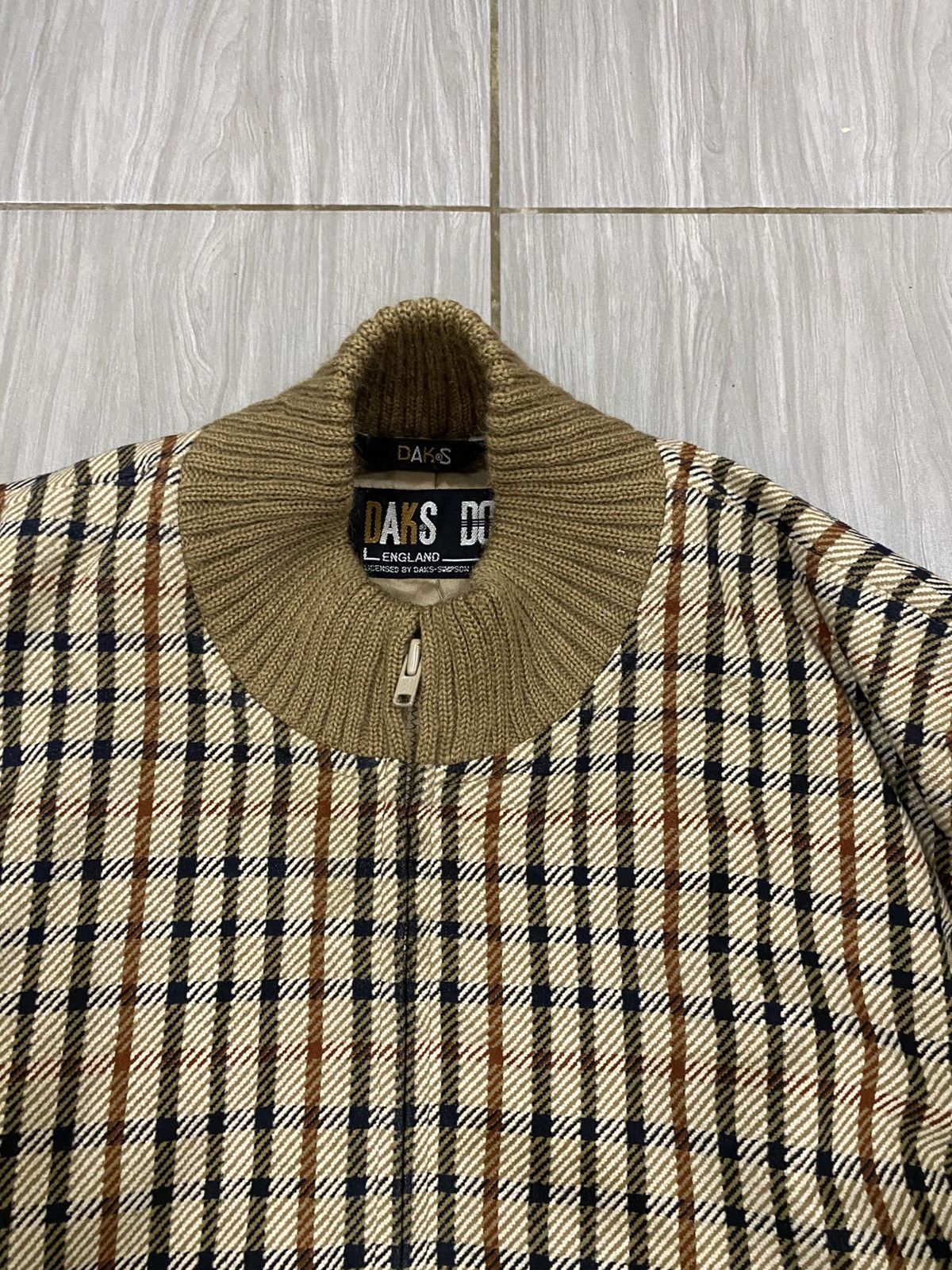 DAKS Vintage DAKS England Knit Bomber Jacket Plaid Panel Size US S / EU 44-46 / 1 - 5 Thumbnail
