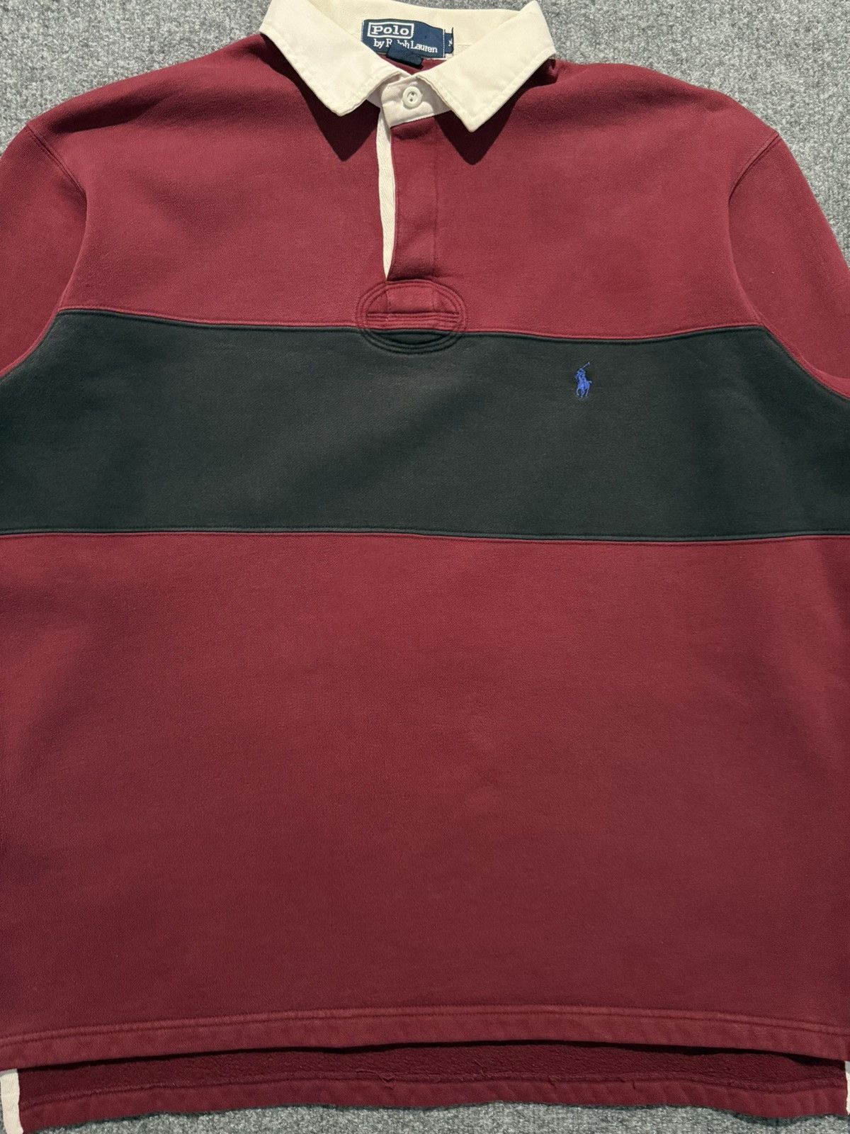 Polo Ralph Lauren Vintage Polo Ralph Lauren Fleece Rugby Shirt Maroon & Black Size US M / EU 48-50 / 2 - 2 Thumbnail