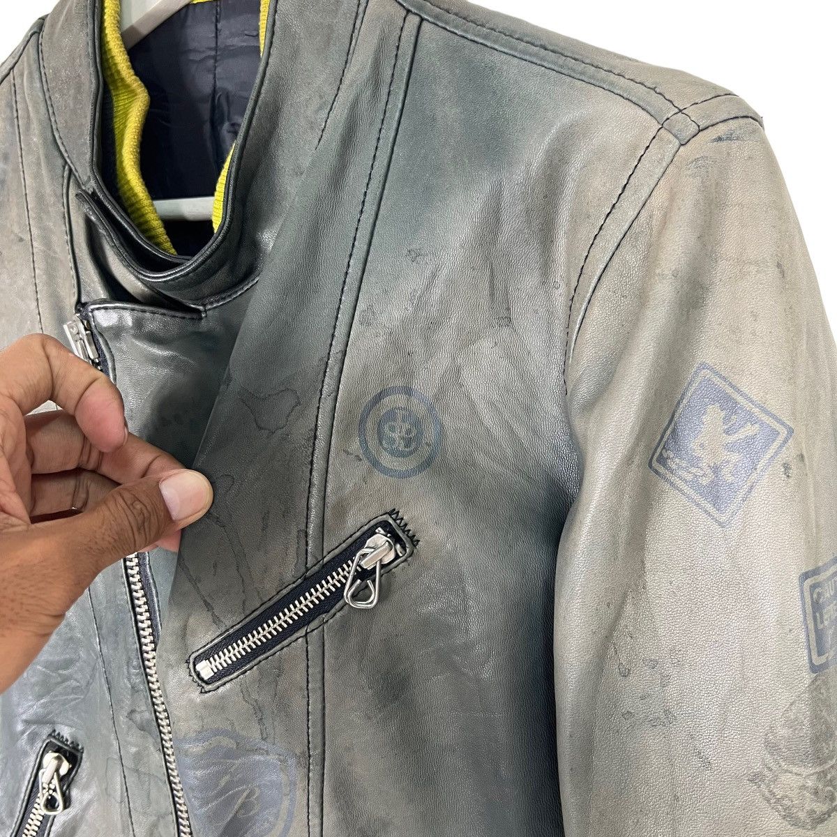 Frapbois 🔥 FRAPBOIS ASYMMETRICAL DYED LEATHER MOTO JACKET Size US S / EU 44-46 / 1 - 7 Thumbnail