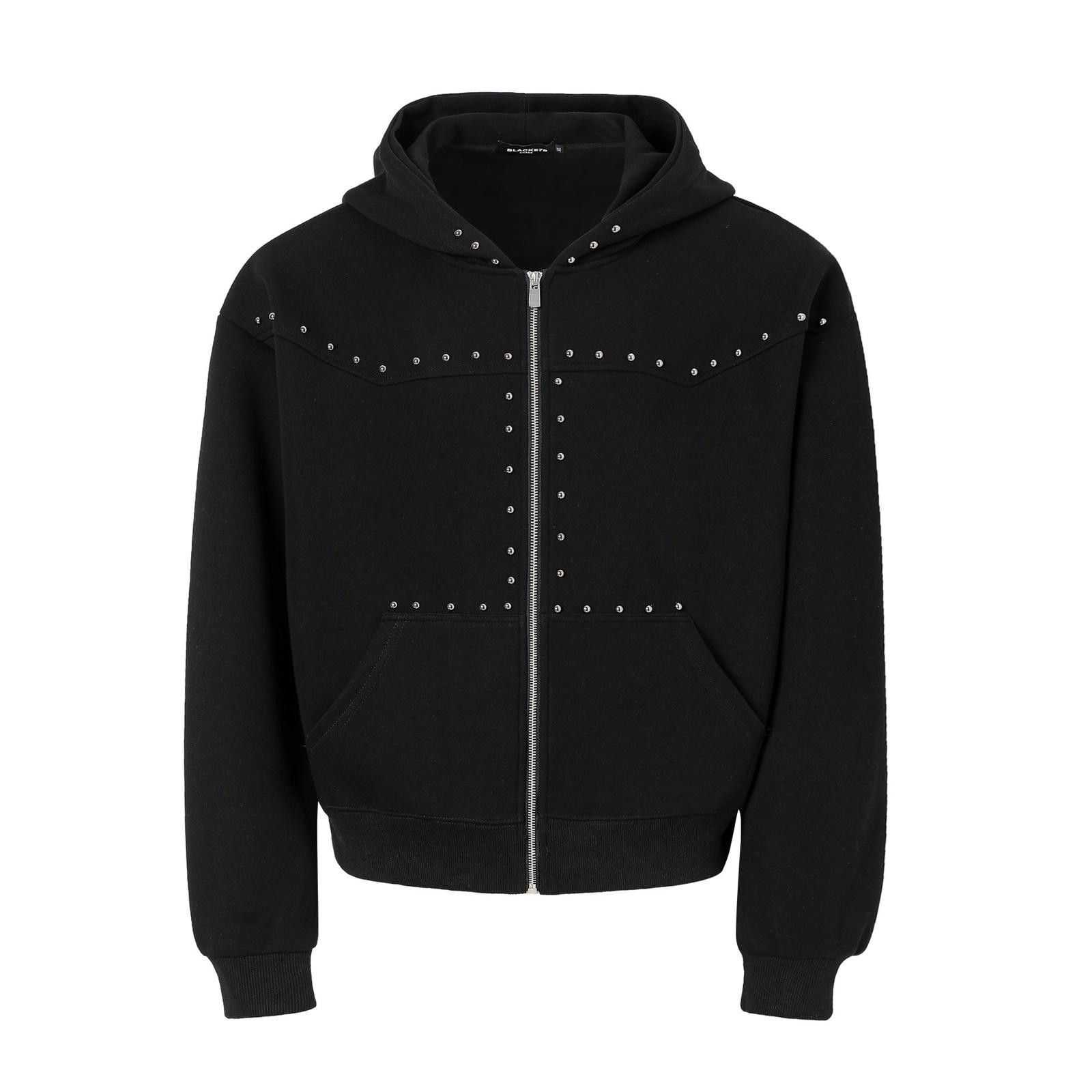 Japanese Brand Black Rivet-Stud Decoration Lightweight Hooded Jacket Size US M / EU 48-50 / 2 - 1 Thumbnail