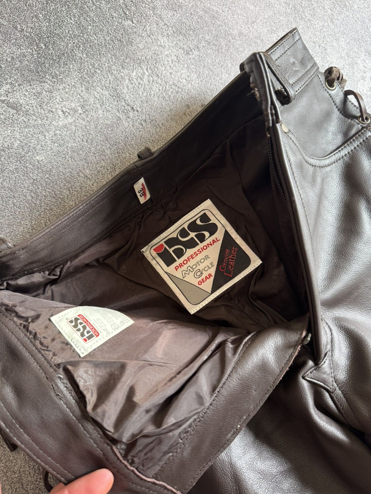 Designer IXS 38size brown leather motorcycle biker pants trousers y2k Size 26" / US 2 / IT 38 - 10 Thumbnail