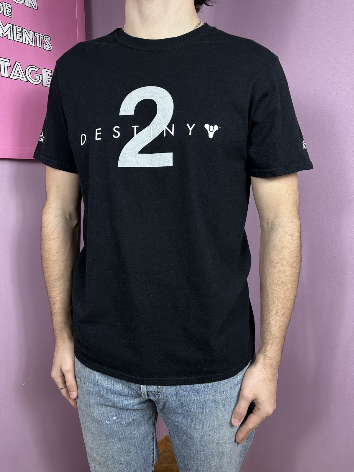 Gildan Destiny 2 Gaming T-Shirt Vintage Video Game Promo Logo Size US L / EU 52-54 / 3 - 2 Thumbnail