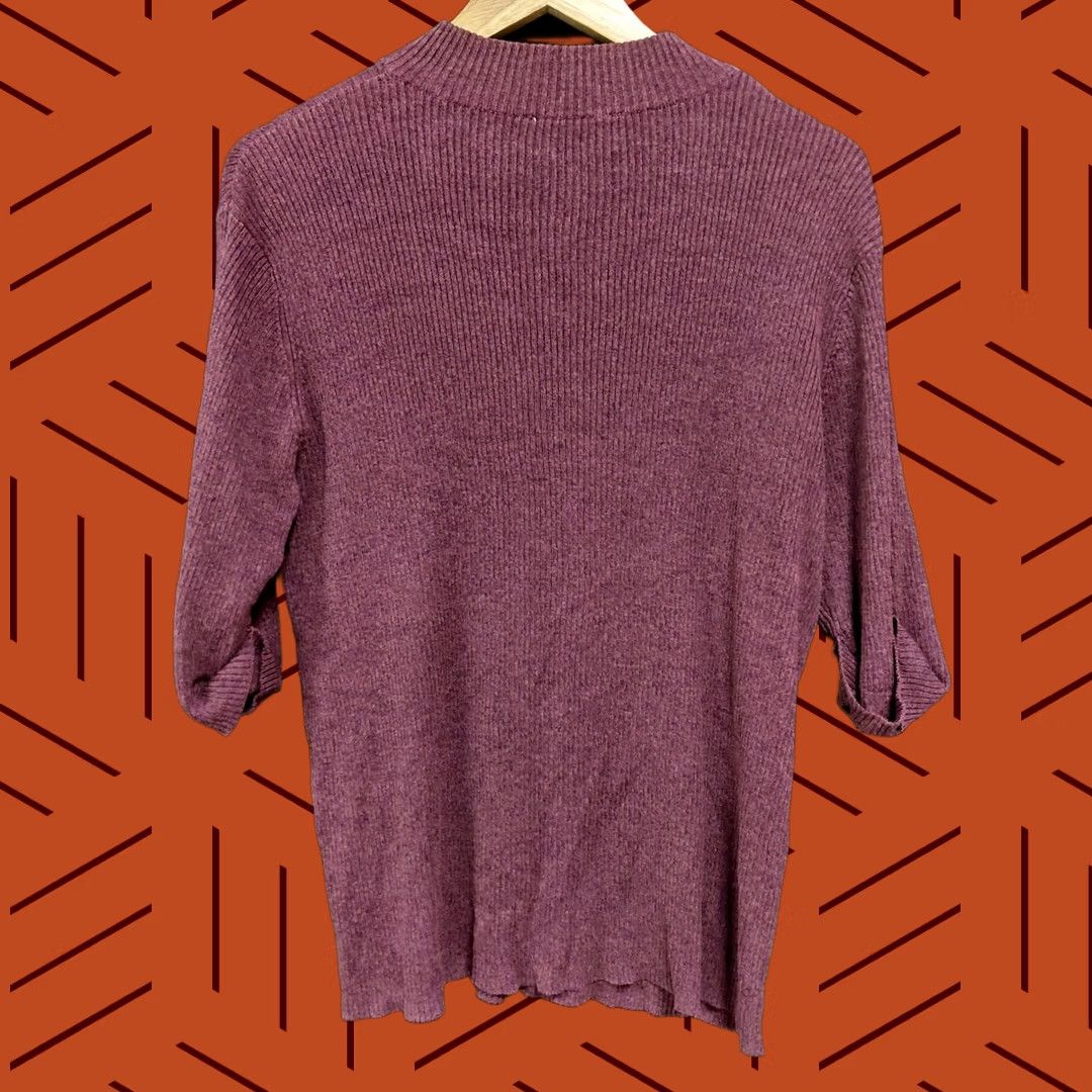 Vintage Norton Silk Blend Top Purple 3/4 Sleeve Women XL Knit Crew Neck Pullover Solid Holiday/Workwear Size XL / US 12-14 / IT 48-50 - 1 Thumbnail