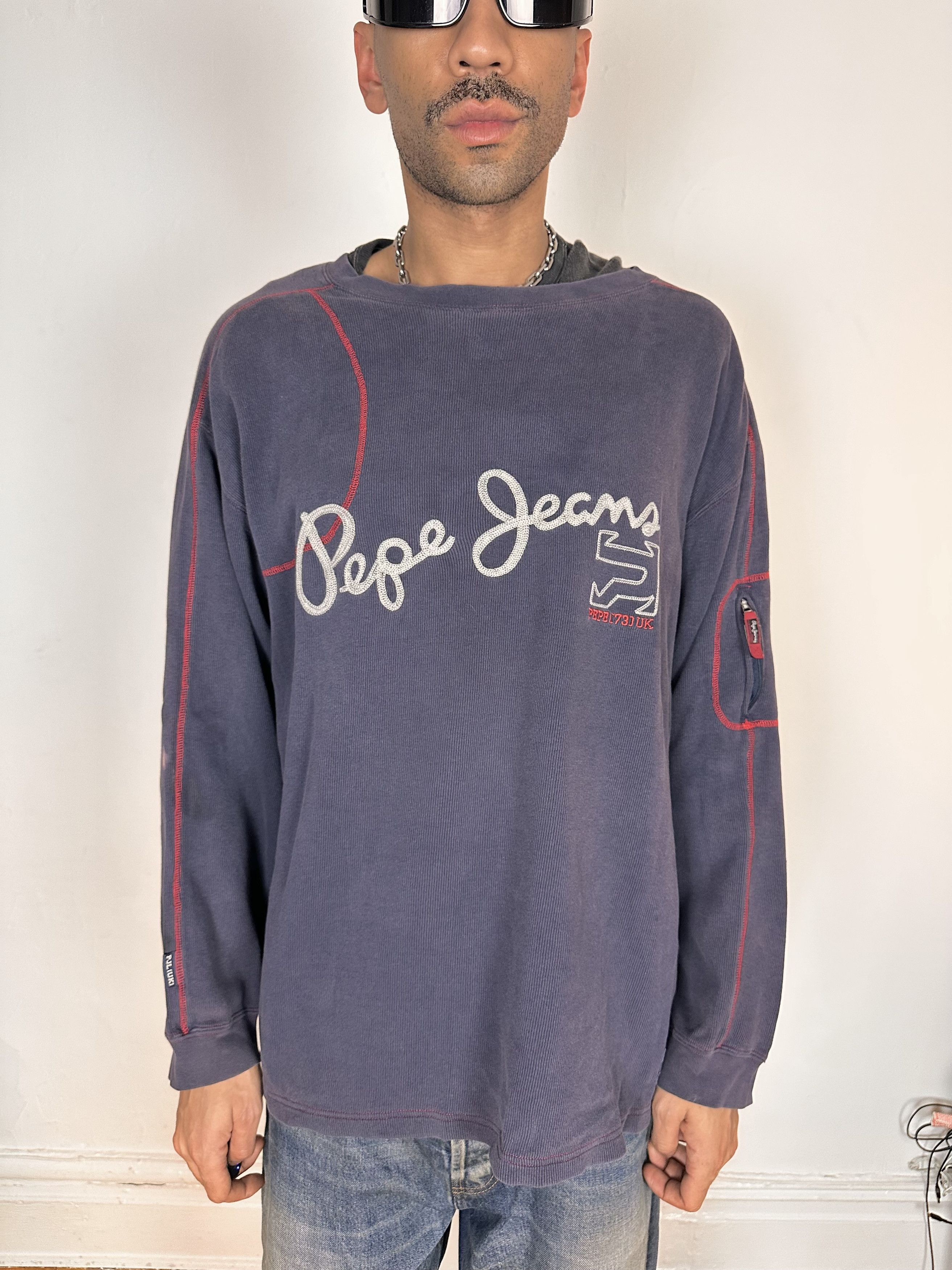 Pepe Jeans Vintage Pepe Jeans Blue Oversized Sweatshirt - 4xl Size US XXL / EU 58 / 5 - 2 Thumbnail