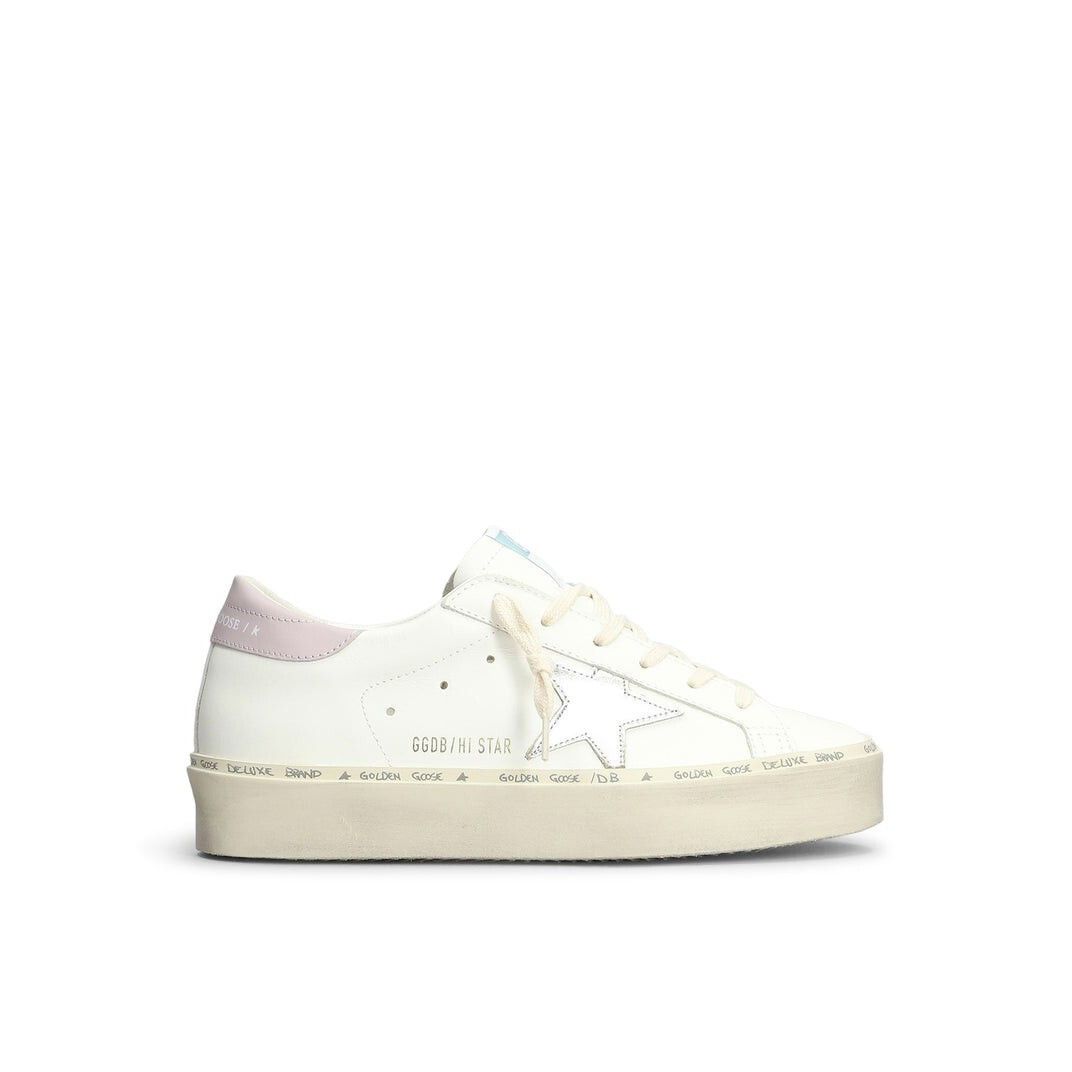 GOLDEN GOOSE Hi Star Women's White/Lilac Leather Sneakers Ne