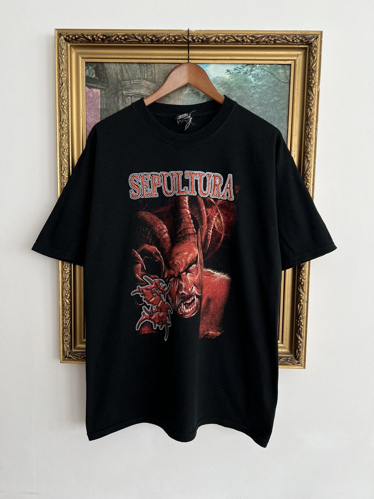 Band Tees Vintage 2000s Sepultura Devil Metal Band Black Tee Size US XL / EU 56 / 4 - 1 Thumbnail