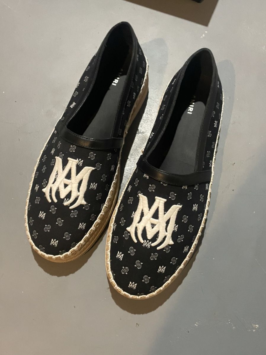 Amiri AMIRI Canvas Printed Espadrilles Black Slip On Designer Shoe Size US 13 / EU 46 - 4 Thumbnail