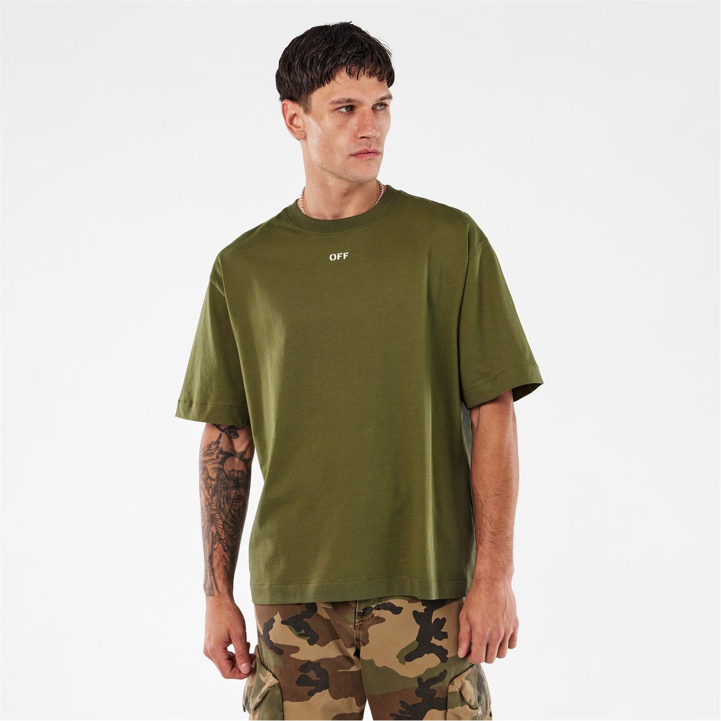 Off-White o1g2r1mq0226 Skate T-Shirt In Olive Green Size US XS / EU 42 / 0 - 3 Thumbnail