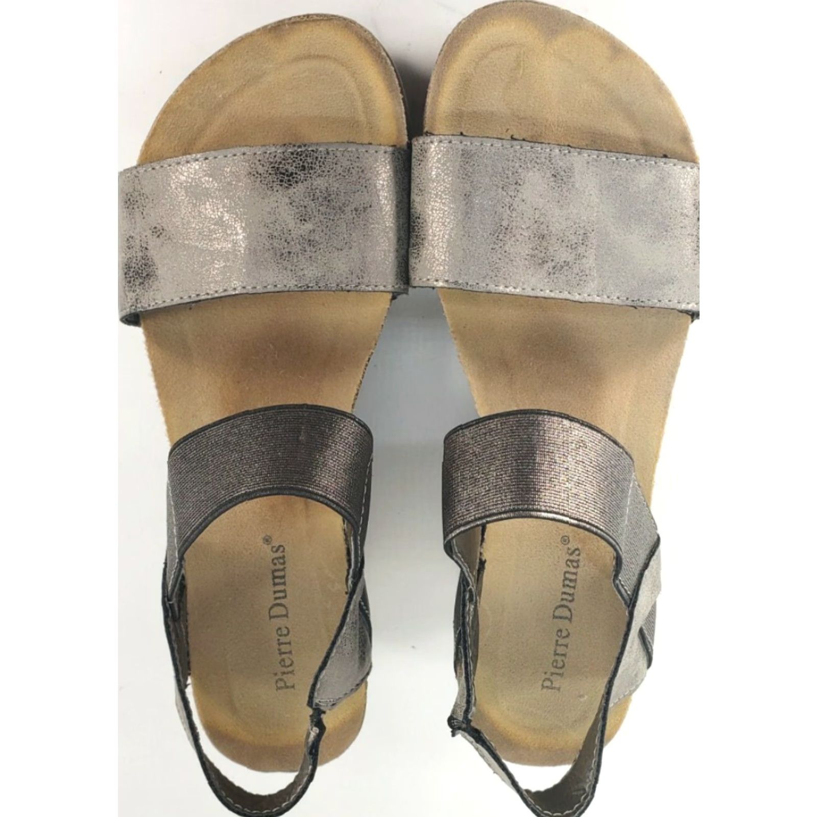 Vintage Pierre Dumas CHANTAL-2 Platform Wedge Sandals Women's Size 8 Pewter 22270 Size US 8 / IT 38 - 7 Thumbnail
