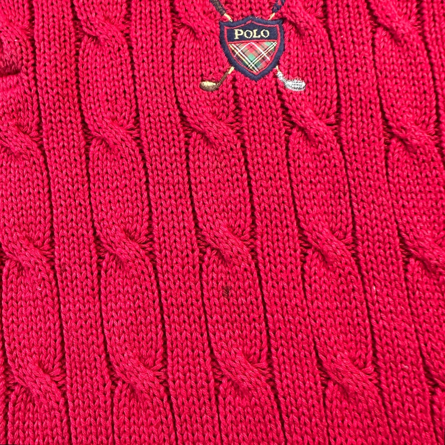 Polo Ralph Lauren Polo Ralph Lauren Sweater Mens XL Red Cable Knit Collared Pullover Size US XL / EU 56 / 4 - 6 Thumbnail