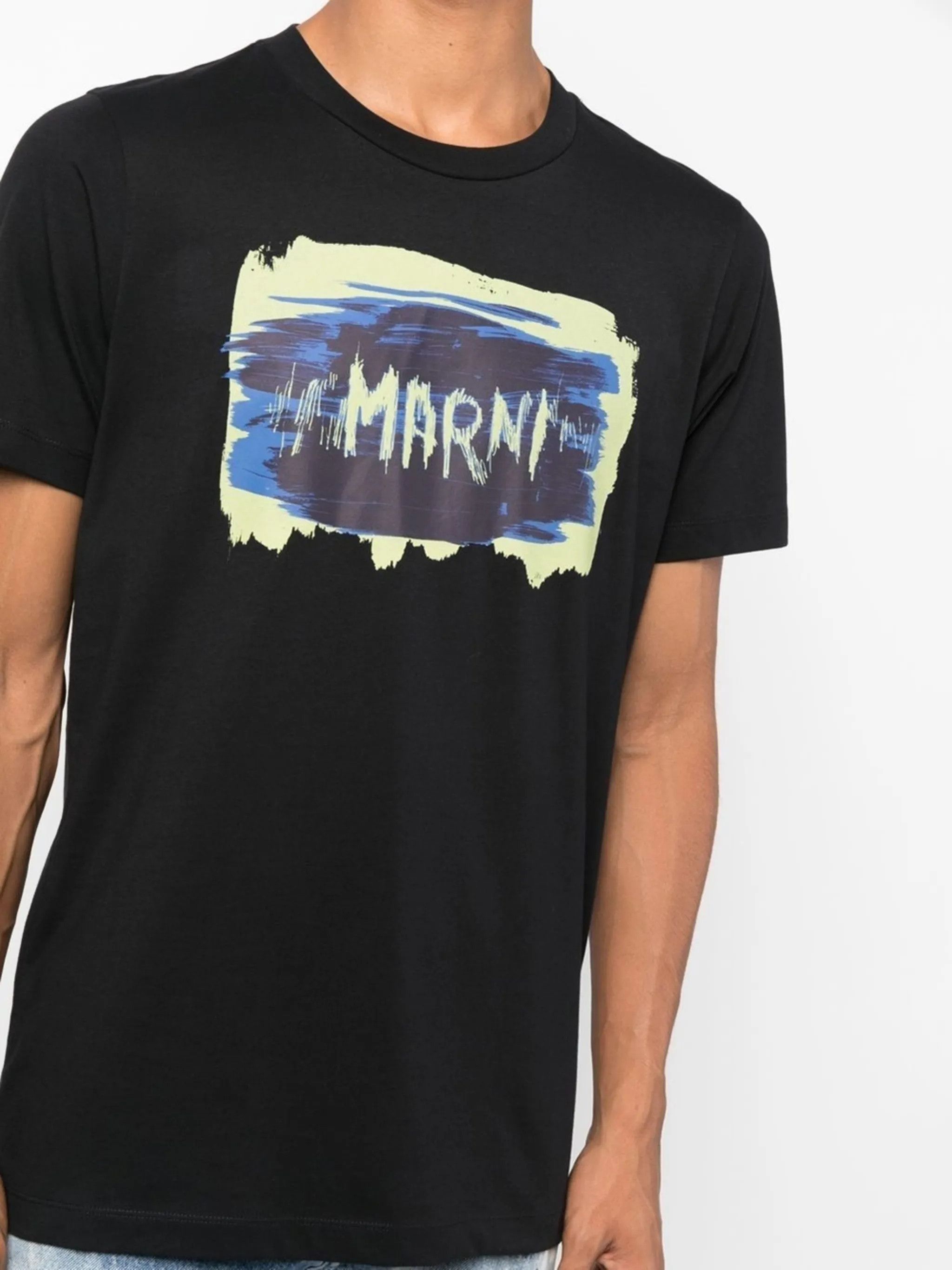 Marni o1y0225 Logo Crewneck T-Shirt in Black Size US S / EU 44-46 / 1 - 3 Thumbnail