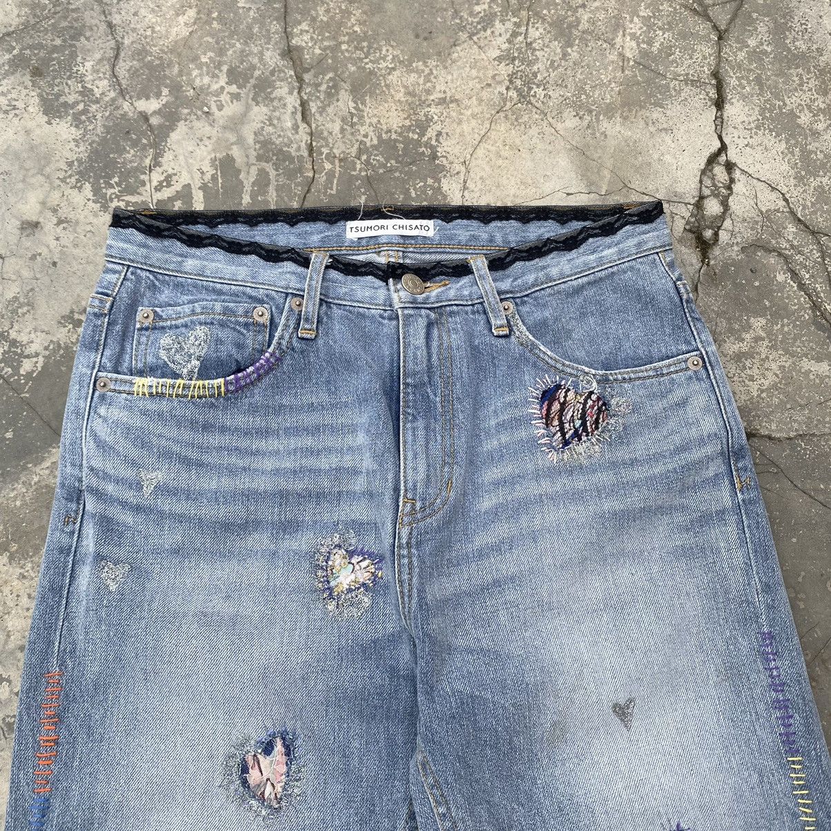 Issey Miyake TSUMORI CHISATO Heart Patch Jeans Size 28" / US 6 / IT 42 - 2 Thumbnail