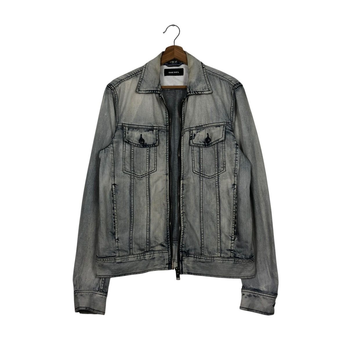Diesel 🔥VINTAGE DENIM BIKER JACKET DIESEL ACID WASH DESIGN Size US M / EU 48-50 / 2 - 3 Thumbnail
