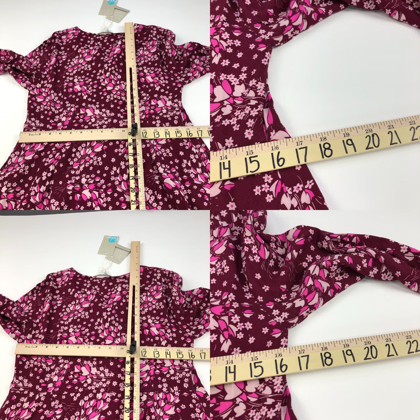 Boden Boden Womens Midi Dress 6P Petite Burgundy Floral Viscose Size M / US 6-8 / IT 42-44 - 9 Thumbnail