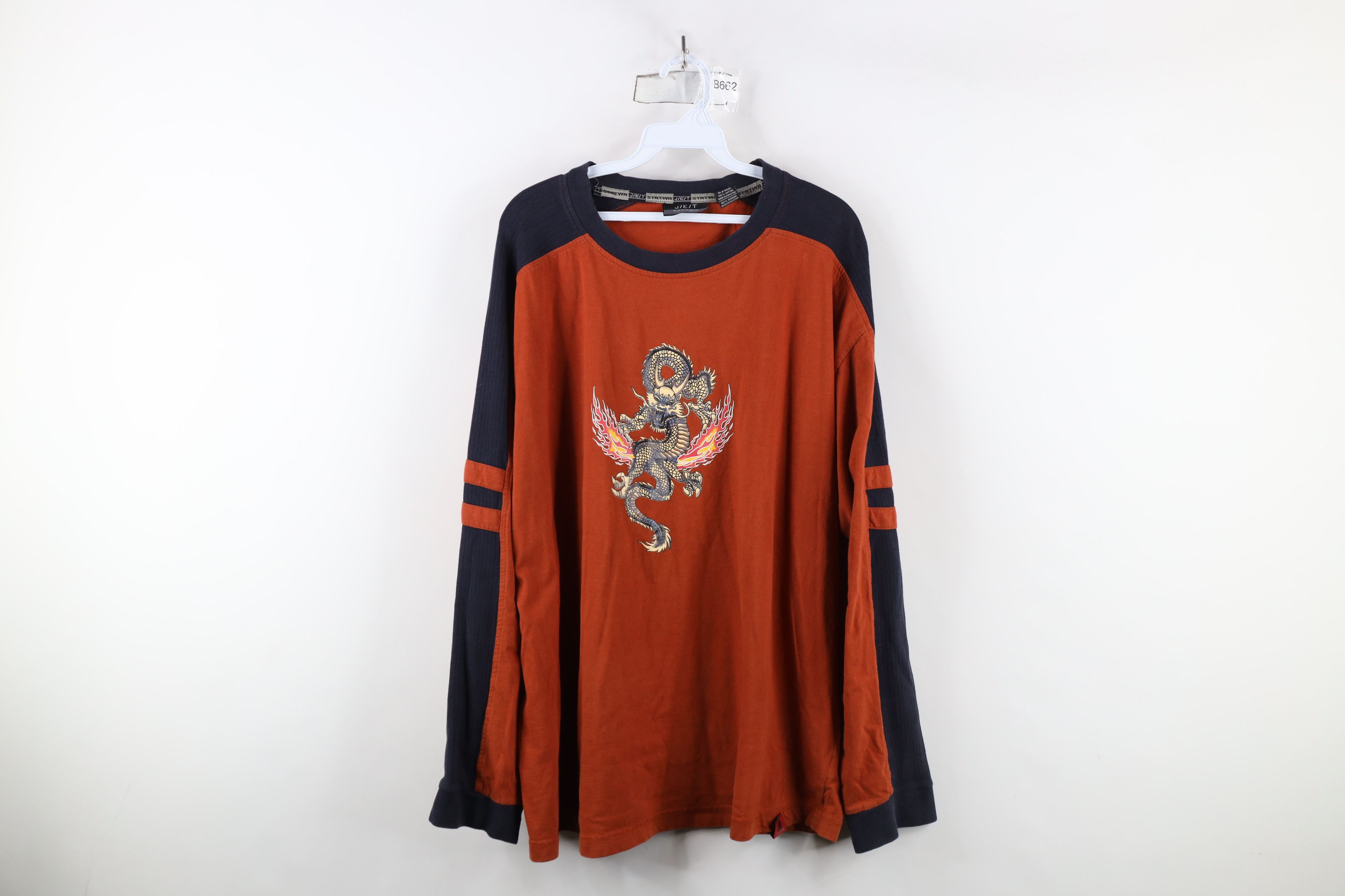 Vintage Vintage 90s Y2K Streetwear Dragon Fire Long Sleeve T-Shirt Size US XXL / EU 58 / 5 - 1 Thumbnail