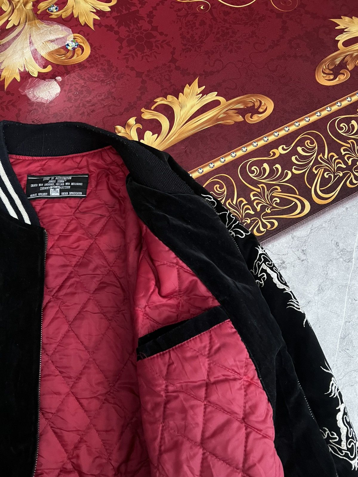 Japanese Brand (SOLD OUT) Jungle Storm Japan Sukajan Suede Velvet Jacket Size US L / EU 52-54 / 3 - 6 Thumbnail