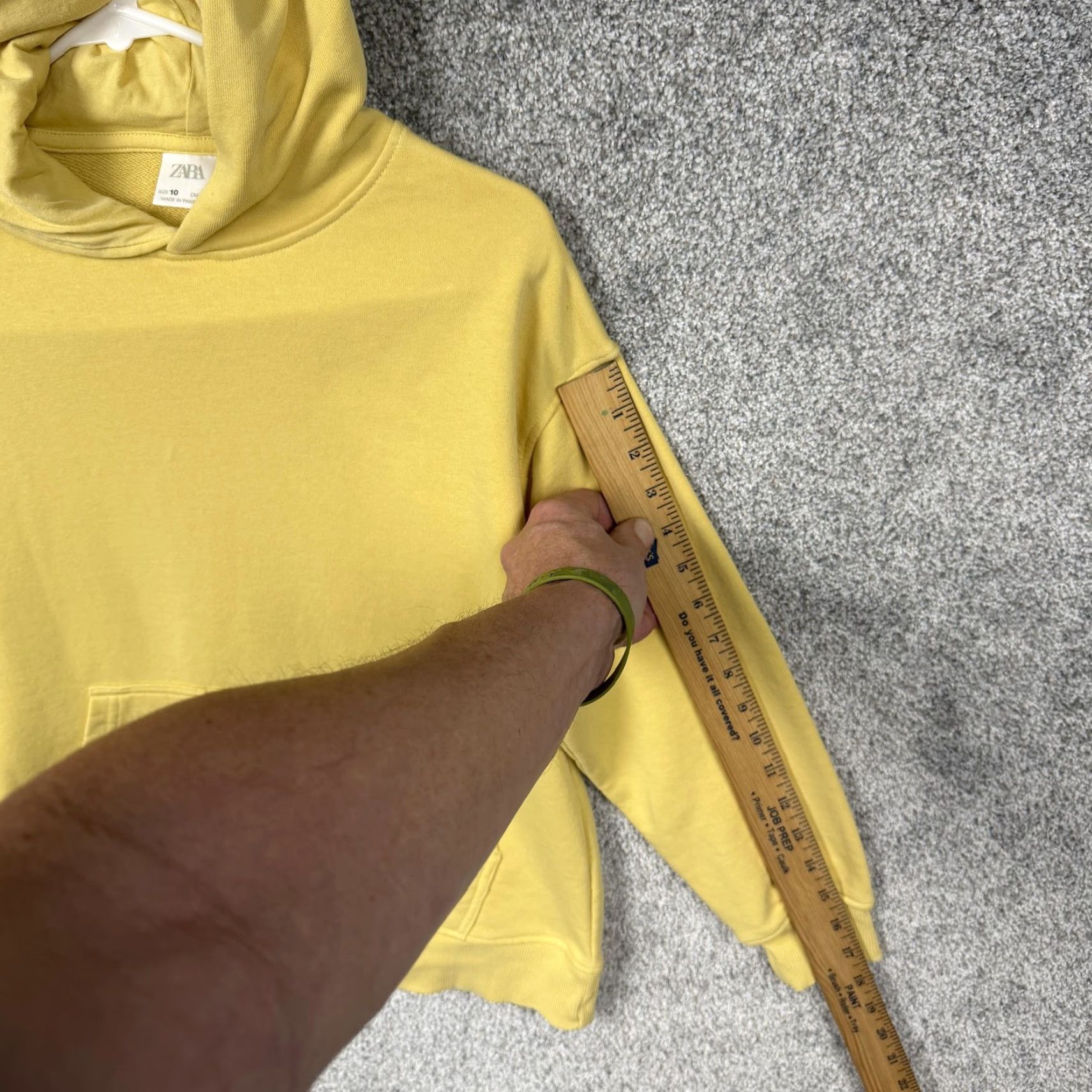 Zara ZARA Hoodie Womens 10 Yellow Fleece Pullover Kangaroo Pocket Crew Neck Hooded Regular Fit Casual Fall Womens Size L / US 10 / IT 46 - 3 Thumbnail