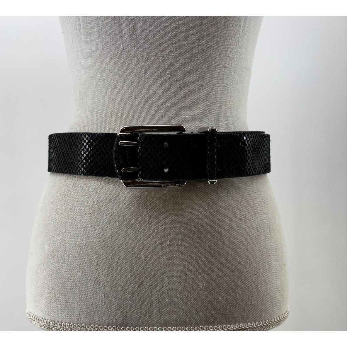 Michael Kors Michael Kors Women's Belt Small Black Python Embossed Size ONE SIZE - 1 Thumbnail