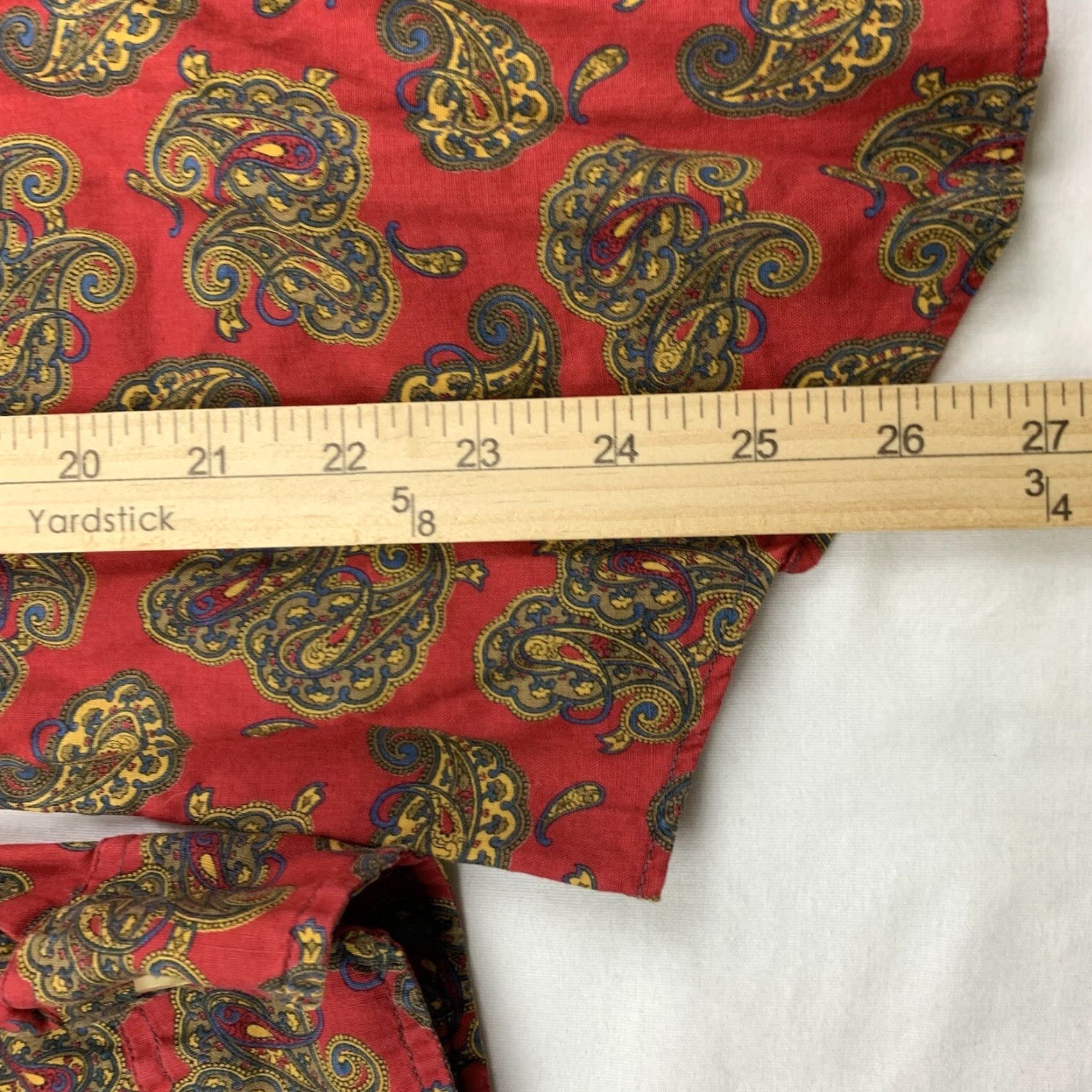 Vintage VINTAGE Model Women's Button-Up Shirt 16 Red Paisley Long Sleeve 70s Classic Size XXL / US 16-18 / IT 52-54 - 6 Thumbnail