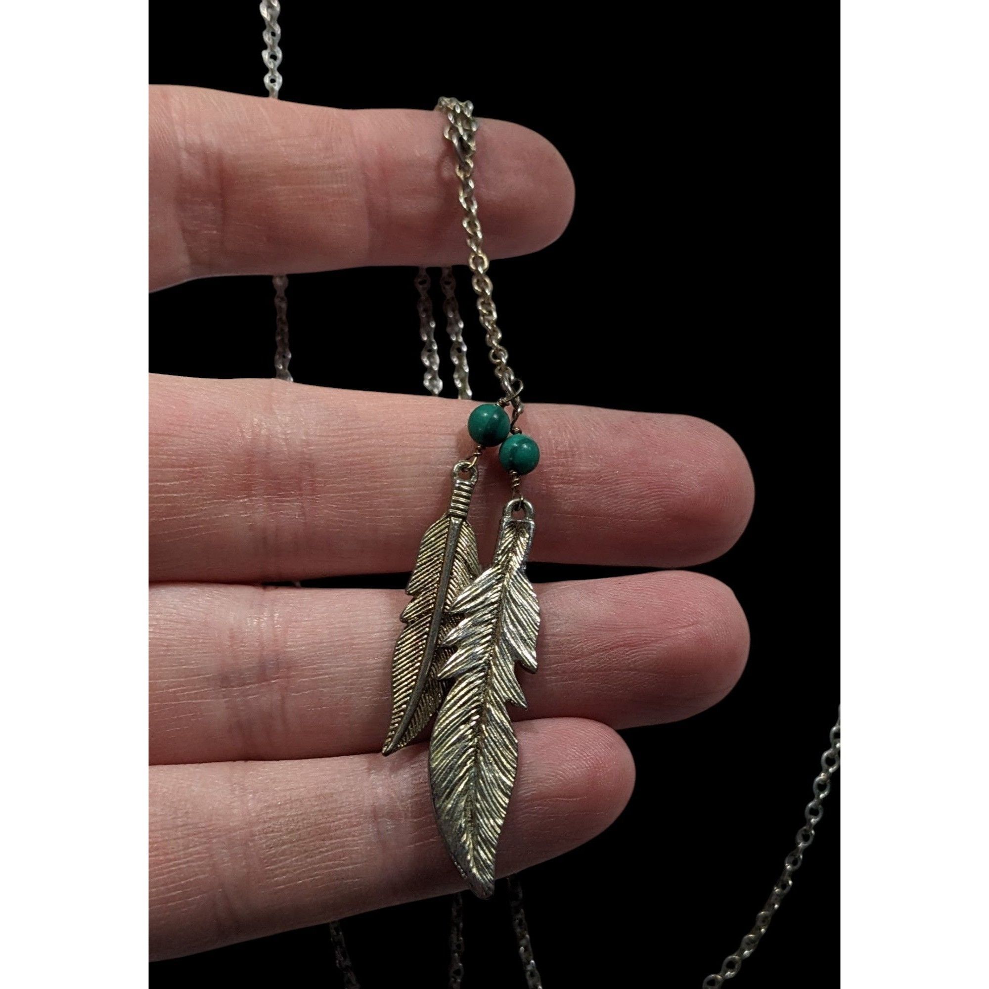 Other Bohemian Hippie Feather Charm Necklace Silver Tone With Faux Size ONE SIZE - 5 Thumbnail