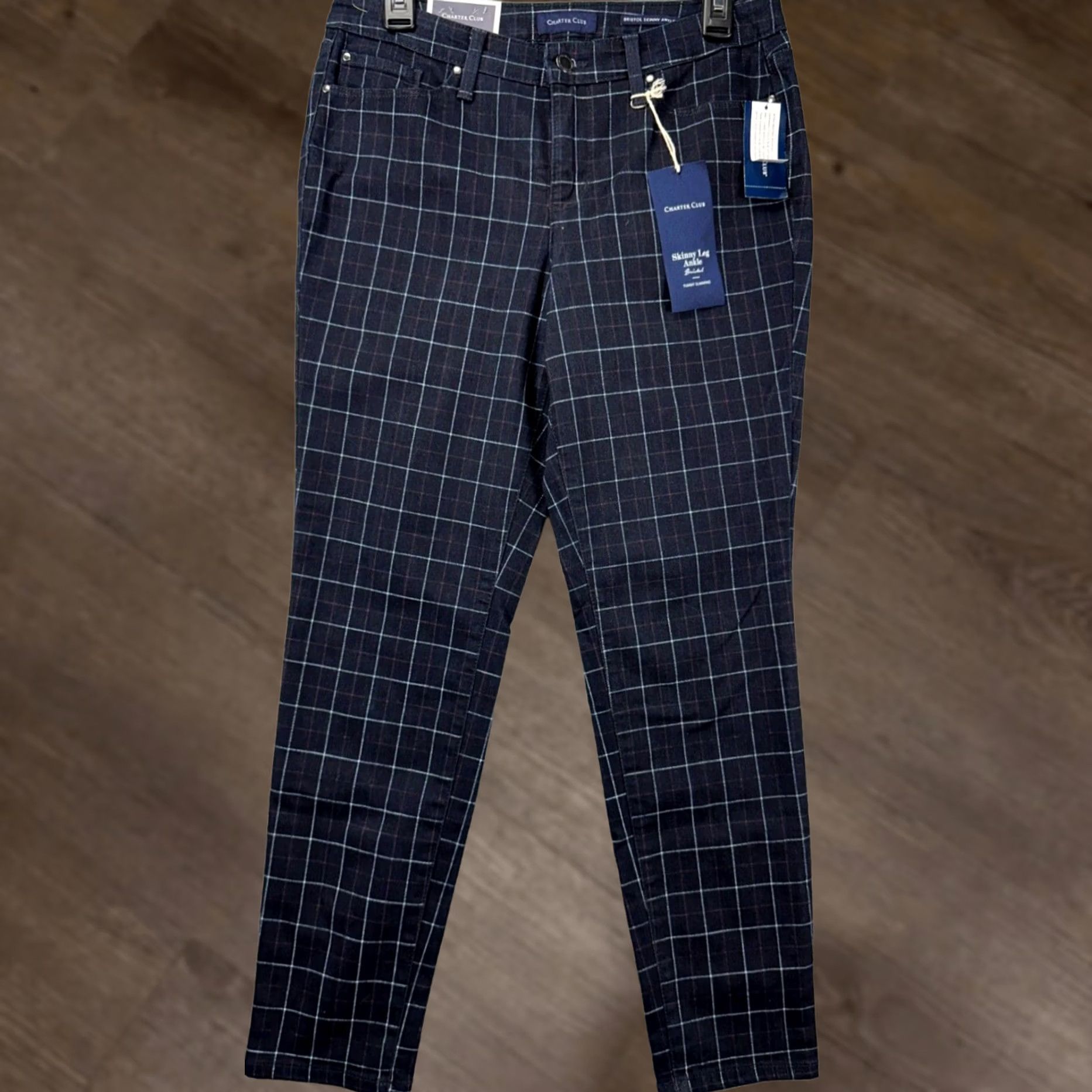 Charter Club Charter Club Jeans Women 6 Bristol Blue Check Skinny Ankle Denim NEW Size 28" / US 6 / IT 42 - 1 Thumbnail