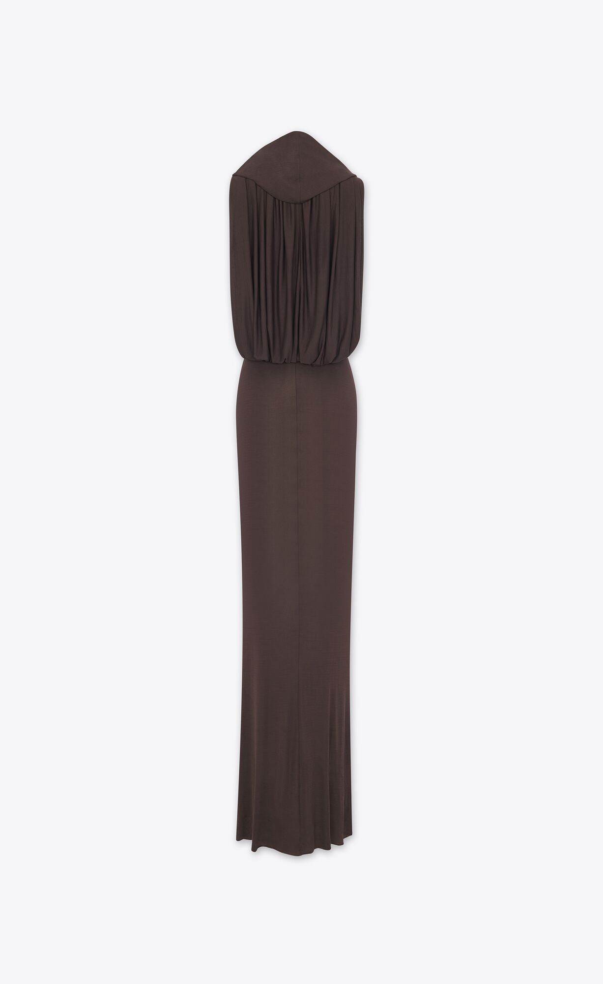 Saint Laurent Paris o1s1wg111124 Hooded Dress In Crepe Jersey in Brown Size L / US 10 / IT 46 - 3 Thumbnail