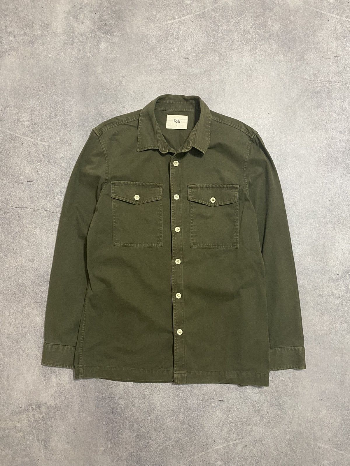 Folk Folk Olive Overshirt Flannel Shirt Size US L / EU 52-54 / 3 - 1 Thumbnail