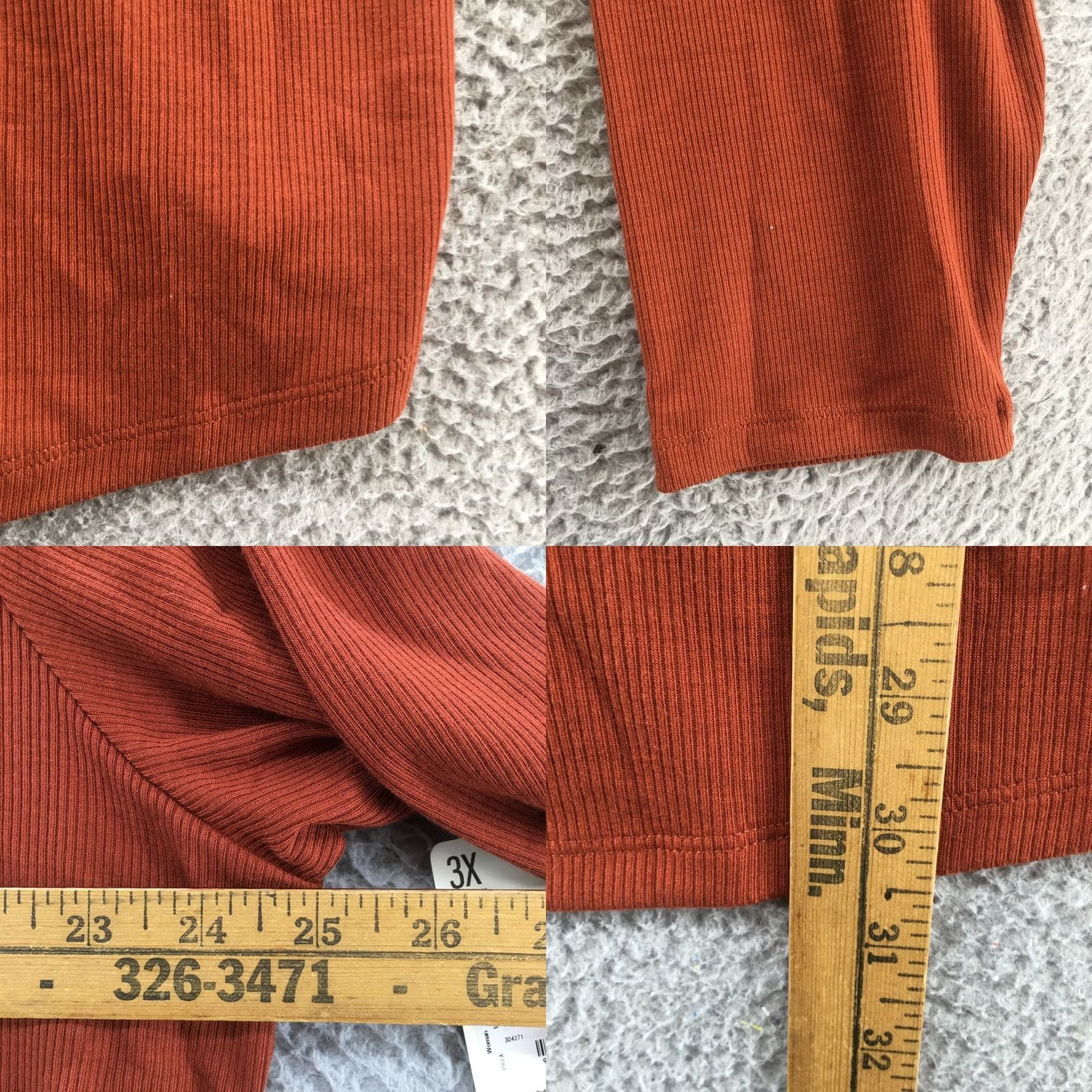 Vintage ANA A New Approach Henley Tunic T-Shirt Womens 3X Autumn Russet Ribbed Knit NEW Size XXL / US 16-18 / IT 52-54 - 8 Thumbnail