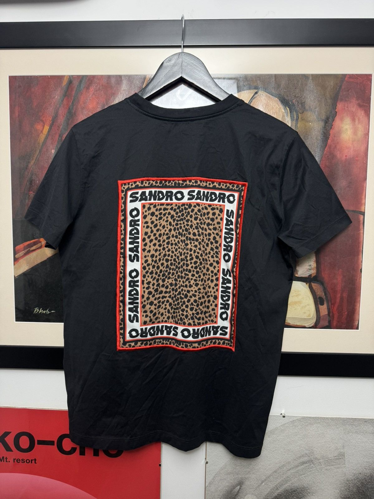 Sandro Paris Leopard Print Tee Mini Heart Logo Designer