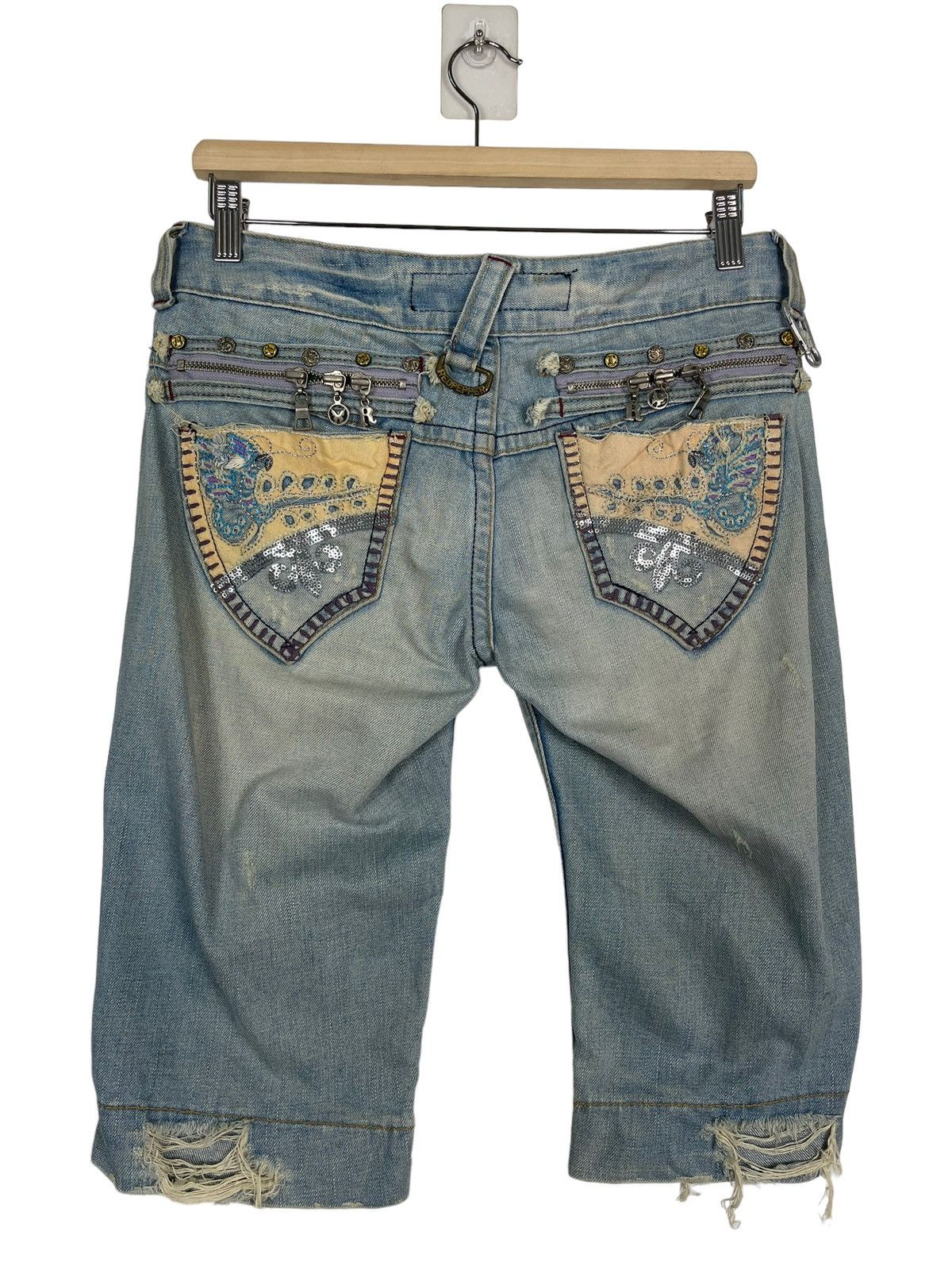 If Six Was Nine JAPANASE RED PAPER JAPAN&CO THRASHED SHORT PANTS JEANS Size US 31 - 11 Thumbnail
