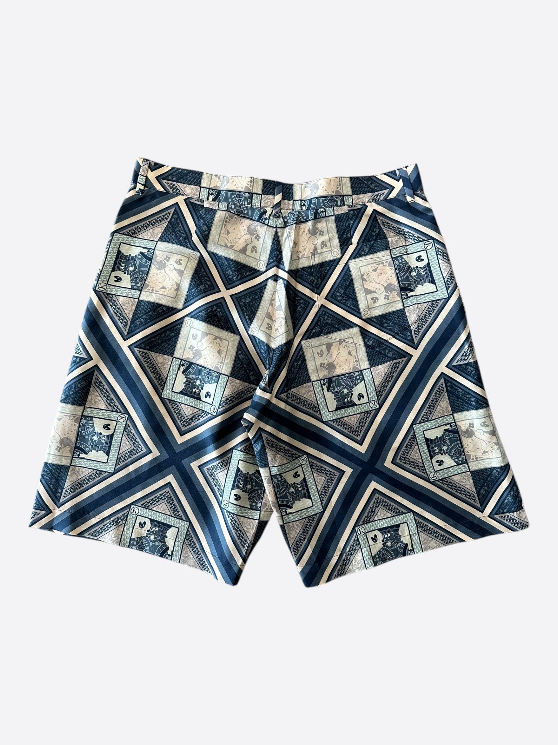 Dior Dior Kenny Scharf Blue & White Playing Cards Silk Shorts Size US 30 / EU 46 - 2 Thumbnail