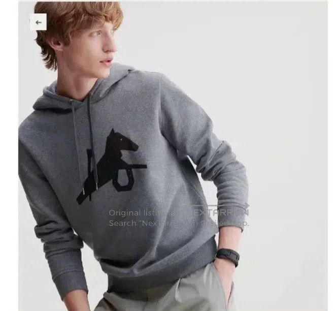 Hermes Hermes Gray classic leather-patched sweatshirt Size US L / EU 52-54 / 3 - 7 Thumbnail