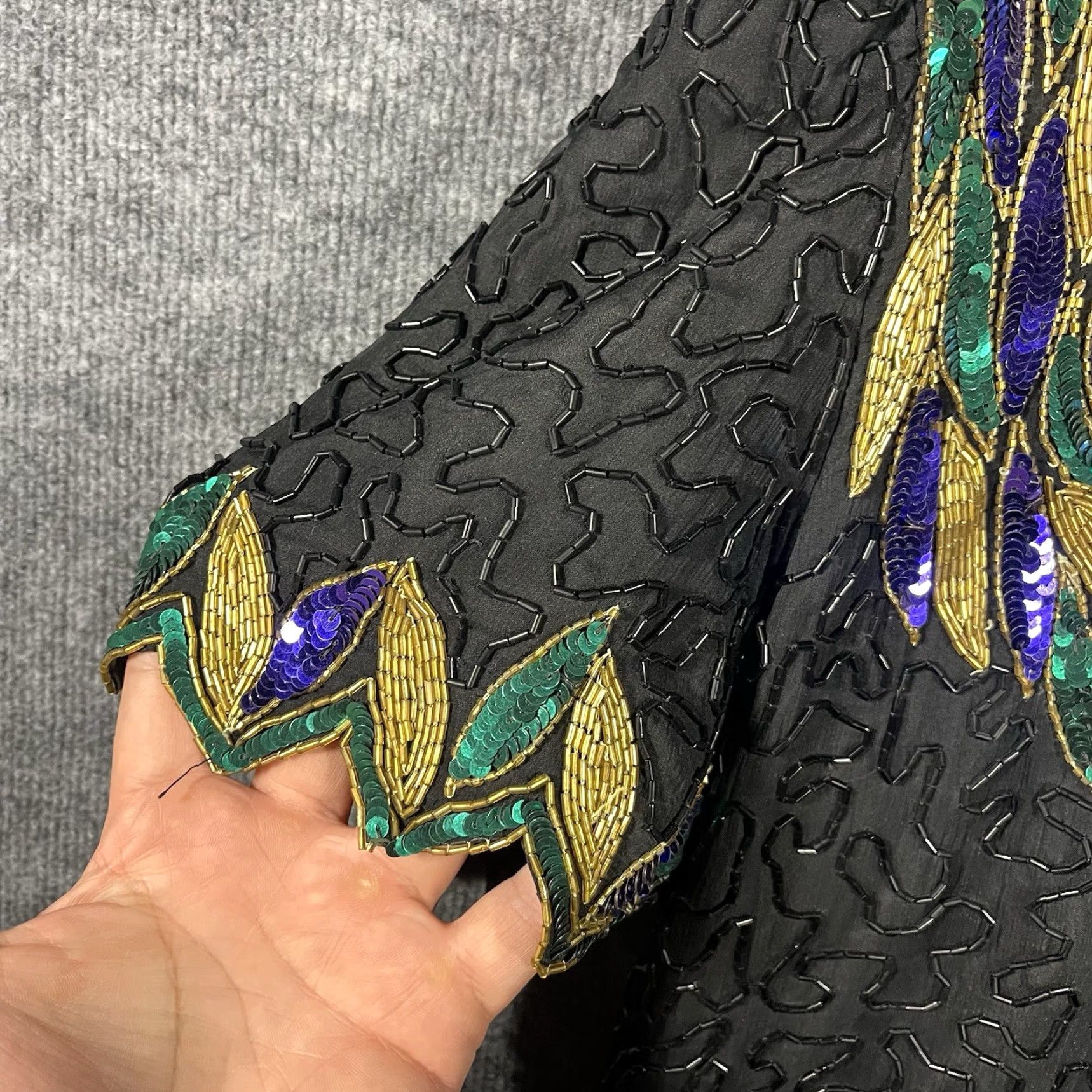 Vintage VINTAGE Laurence Kazar Beads & Sequins Silk Top Shirt XL Multi 1980s Eveningwear Womens Size XL / US 12-14 / IT 48-50 - 4 Thumbnail