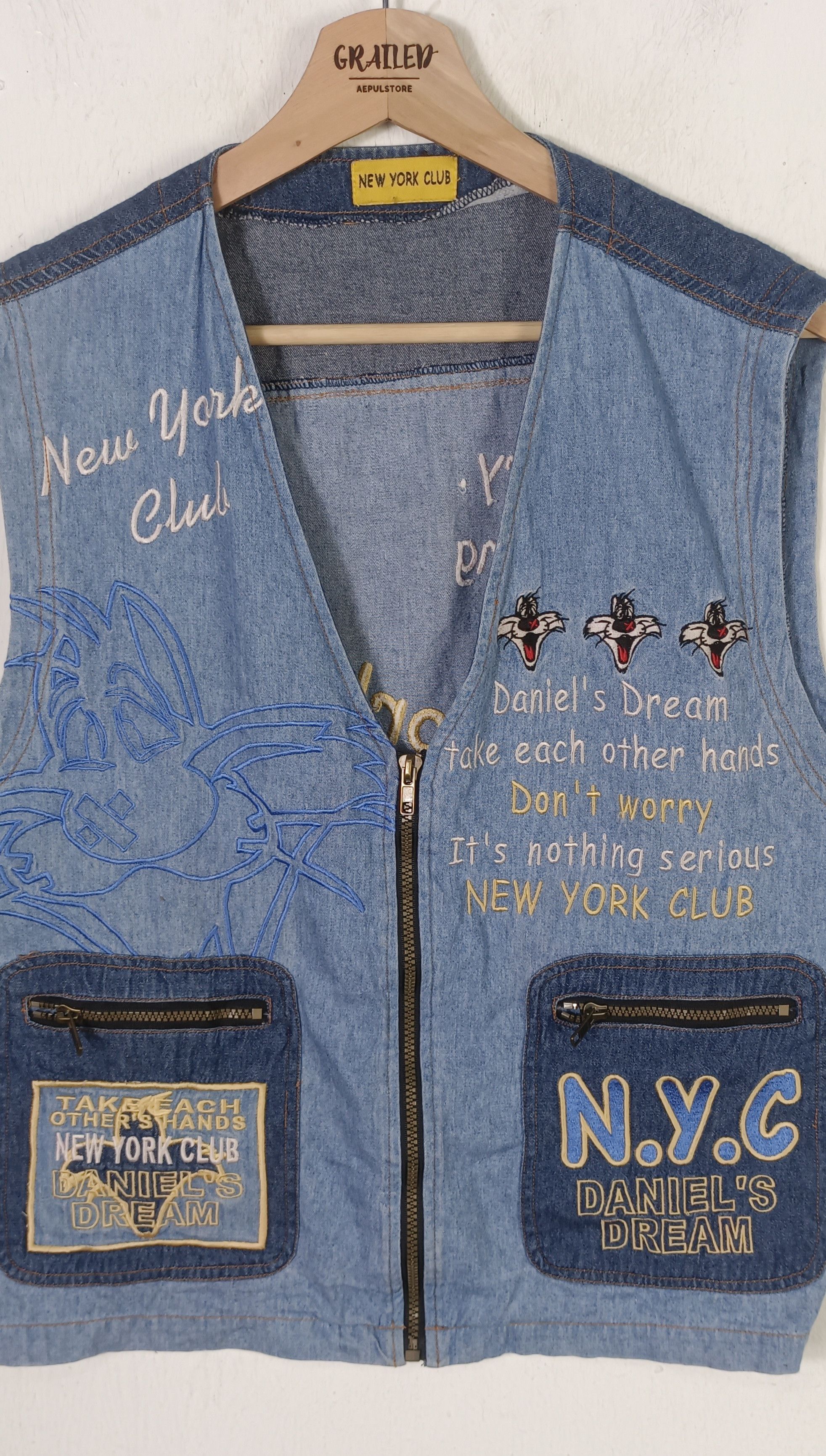 Cartoon Network Vintage New York Club Daniel's Dream Denim Vest Jacket Size US M / EU 48-50 / 2 - 3 Thumbnail