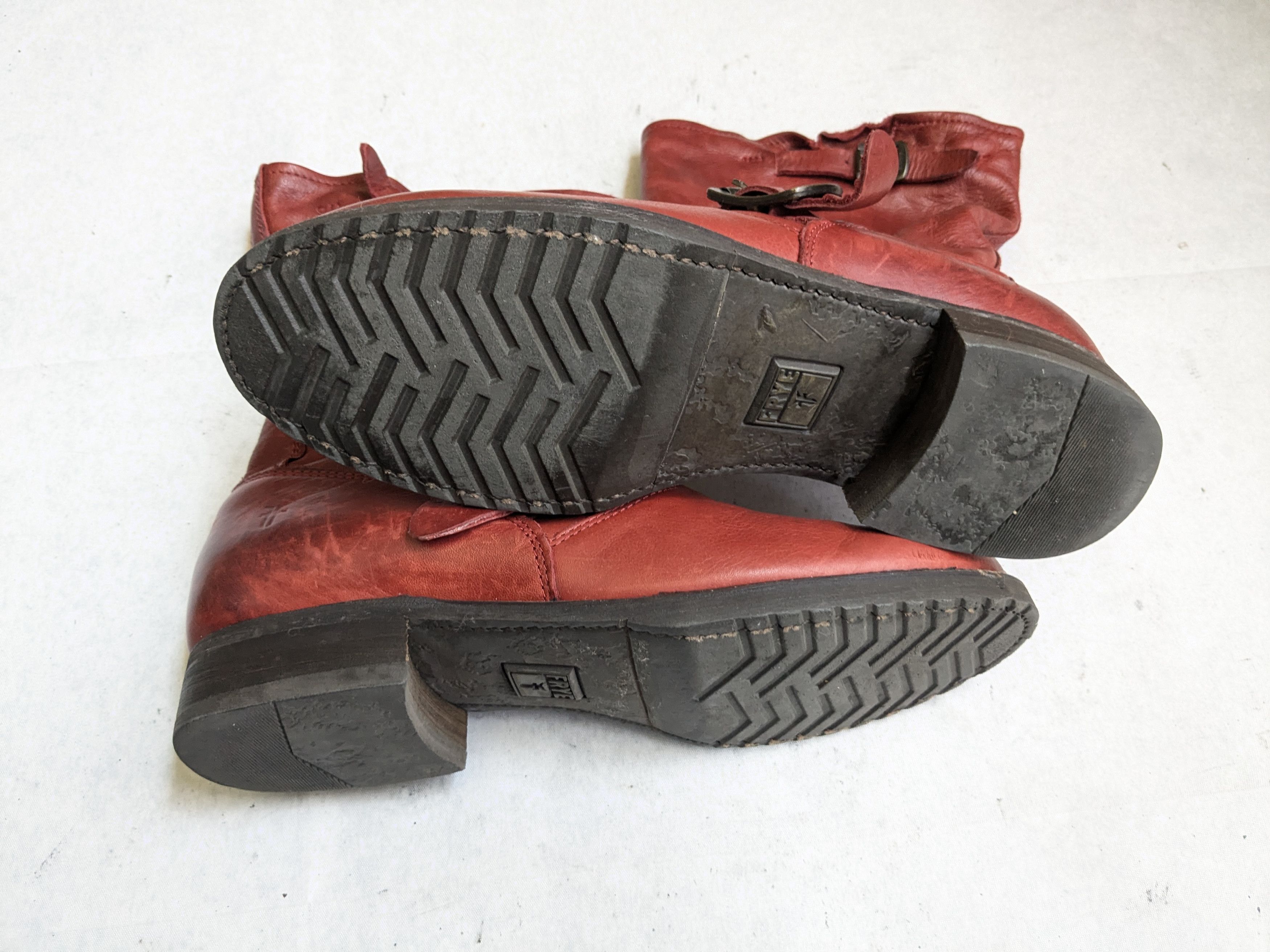 Frye Frye Harness Boots Red Leather 8 Leather Buckle Punk Size US 8 / EU 41 - 19 Thumbnail