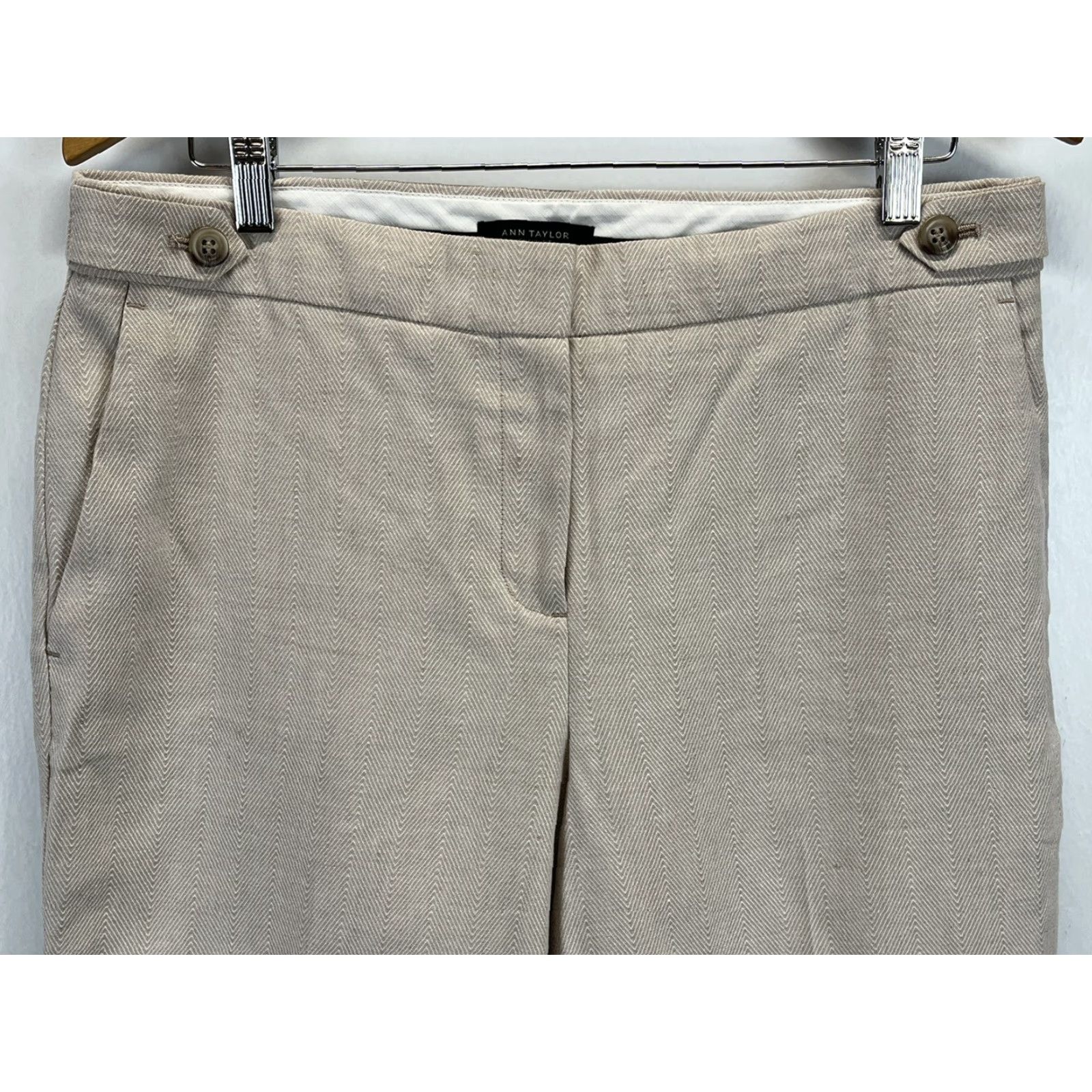 Ann Taylor WOMENS Ann Taylor Linen Blend Dress Pants Size 10 Curvy Fit Tan/Pink Hue Size 32" / US 10 / IT 46 - 3 Thumbnail