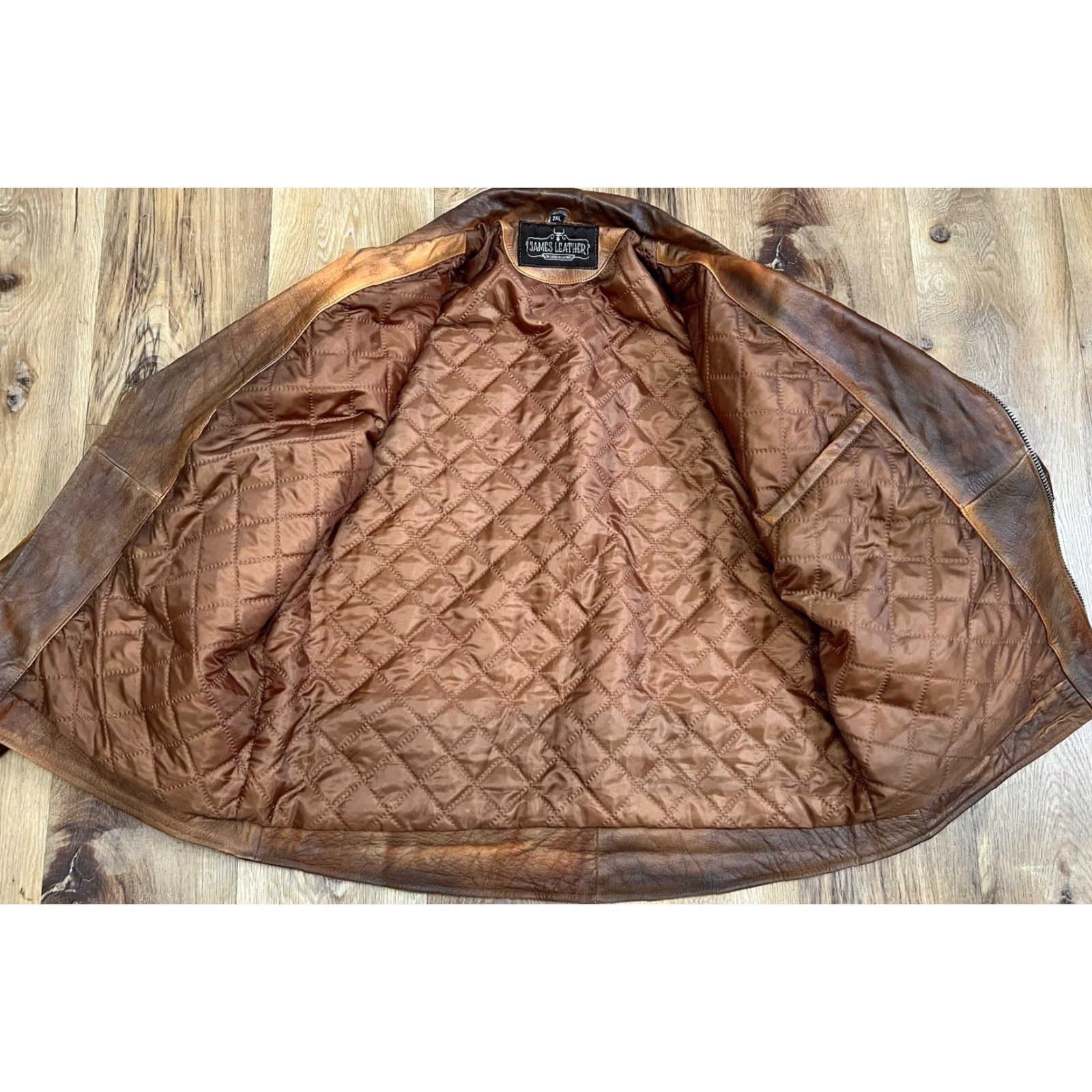 Vintage VINTAGE Patrick James James Leather Moto Jacket Brown Two-Tone 2XL EUC Jacket Mens Bomber Leather Zipper 2XL Brown Vintage Size US XXL / EU 58 / 5 - 7 Thumbnail