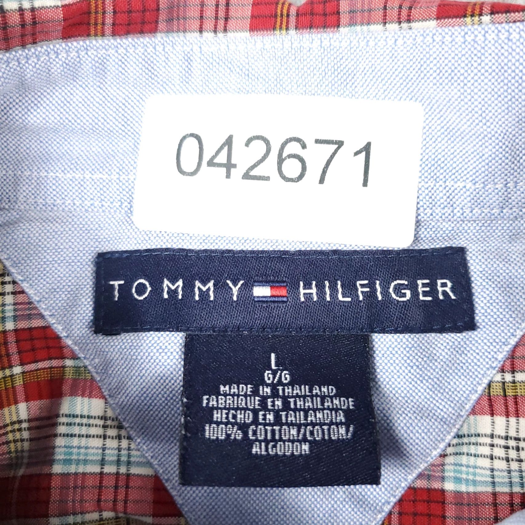 Tommy Hilfiger Tommy Hilfiger Shirt Mens Large Red Plaid Short Sleeve Button Up Casual Cotton Classic American Preppy Size US L / EU 52-54 / 3 - 7 Thumbnail