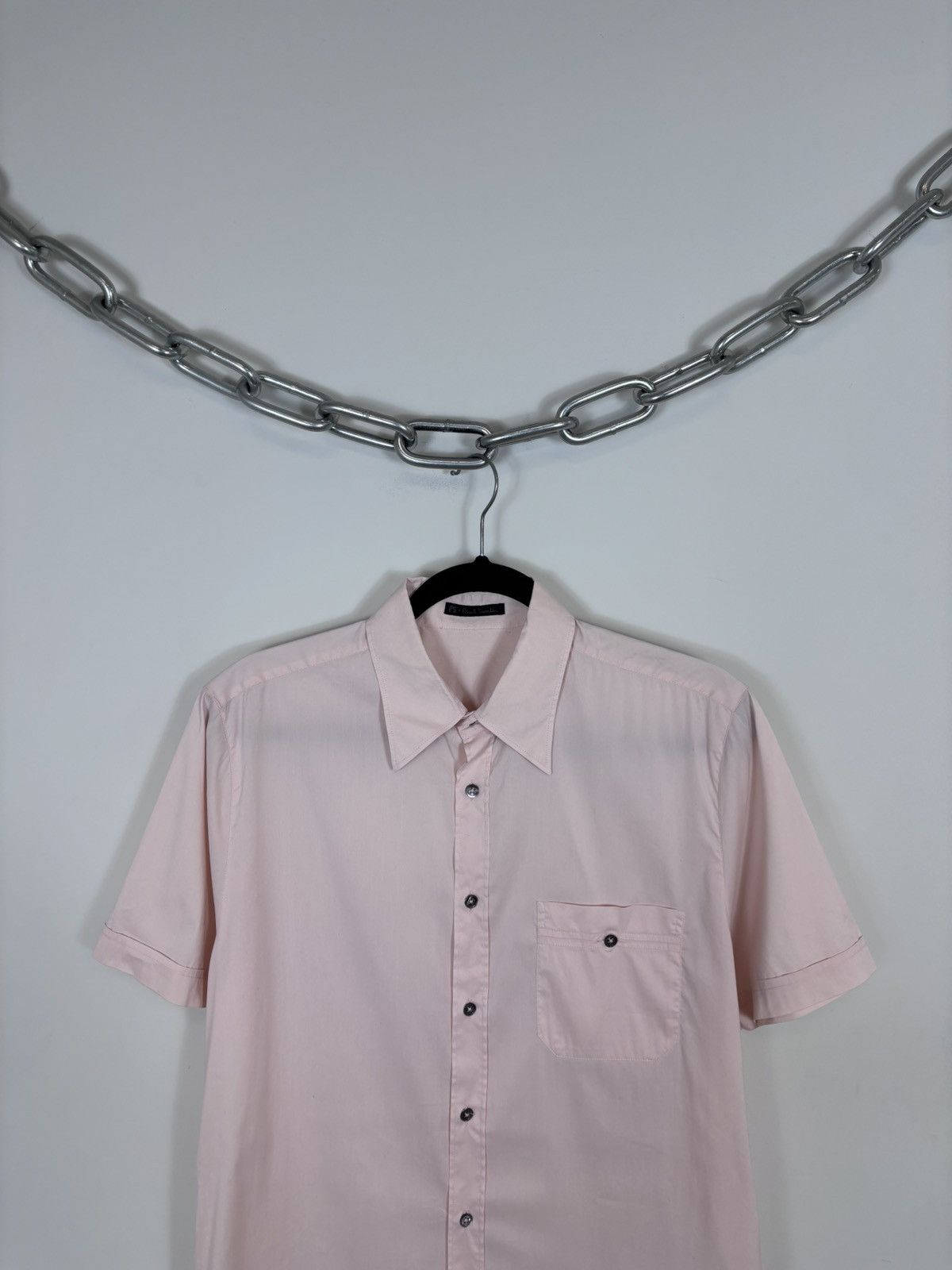 Paul Smith Paul Smith Men’s Pink Pocket Short Sleeve Shirt Cotton Blend Size US M / EU 48-50 / 2 - 2 Thumbnail