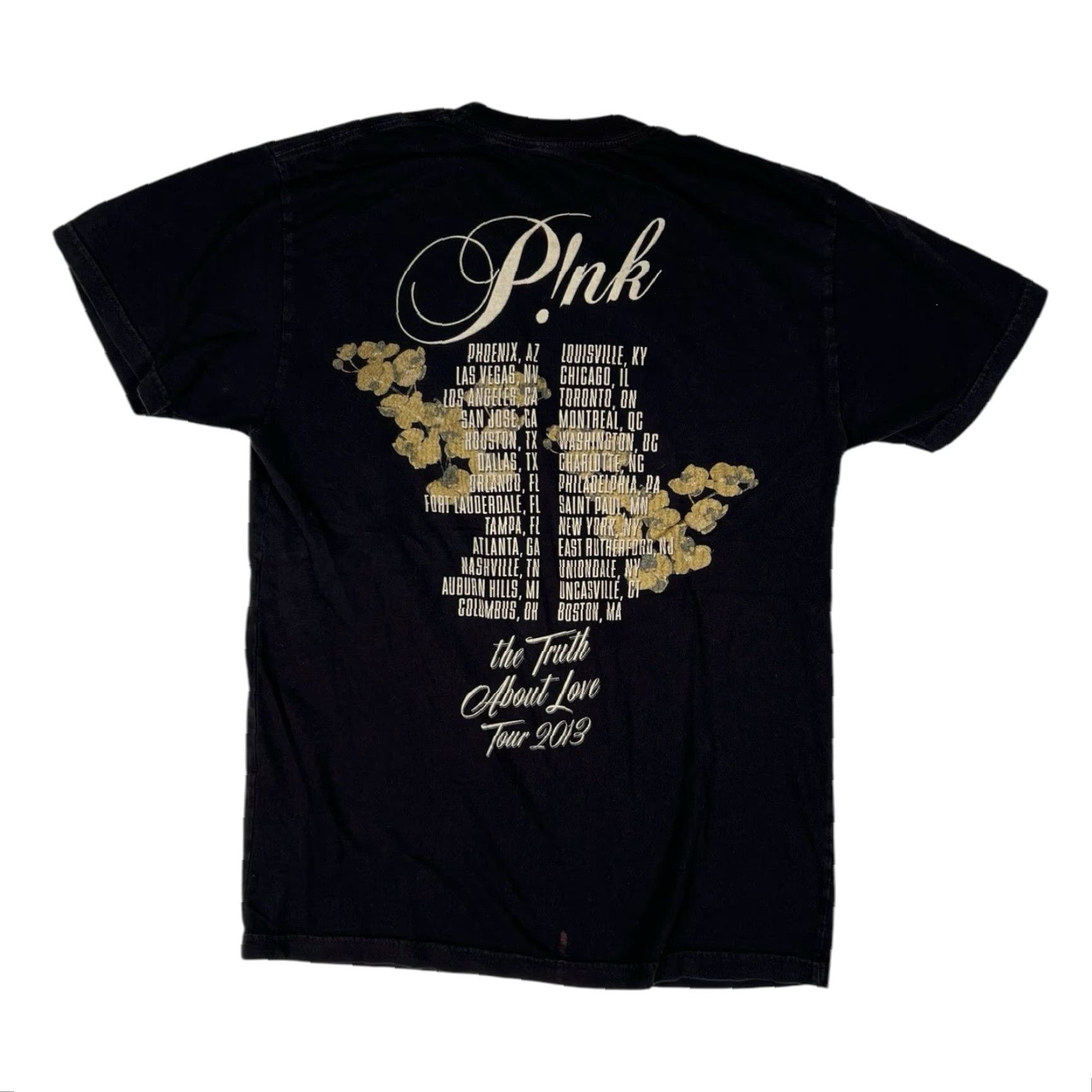 Vintage PINK T-Shirt Women’s Small Short Sleeve Black 2013 Truth About Love Tour Concert Music Womens Dance/Pop Theme Love Shop Keywords Size S / US 4 / IT 40 - 3 Thumbnail
